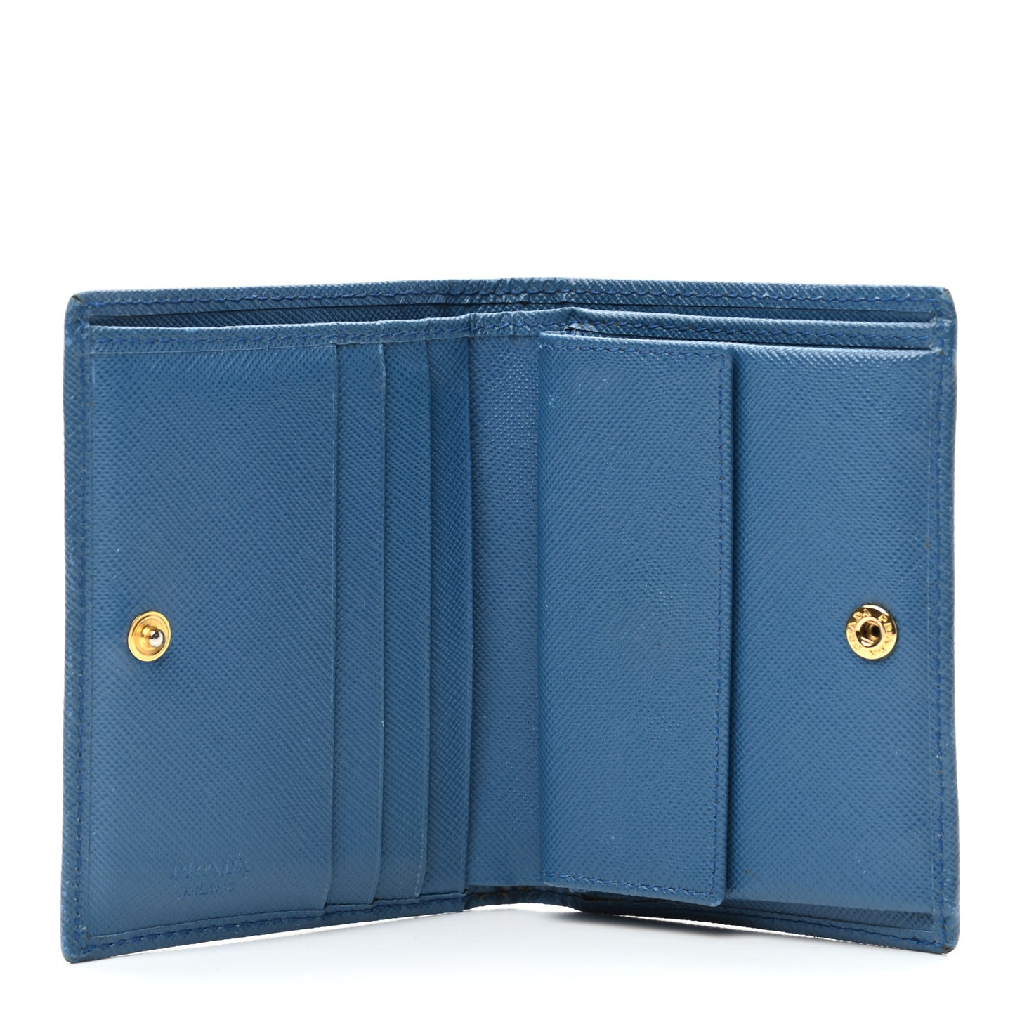 Saffiano Metal Compact Snap Bi-Fold Wallet Cobalto