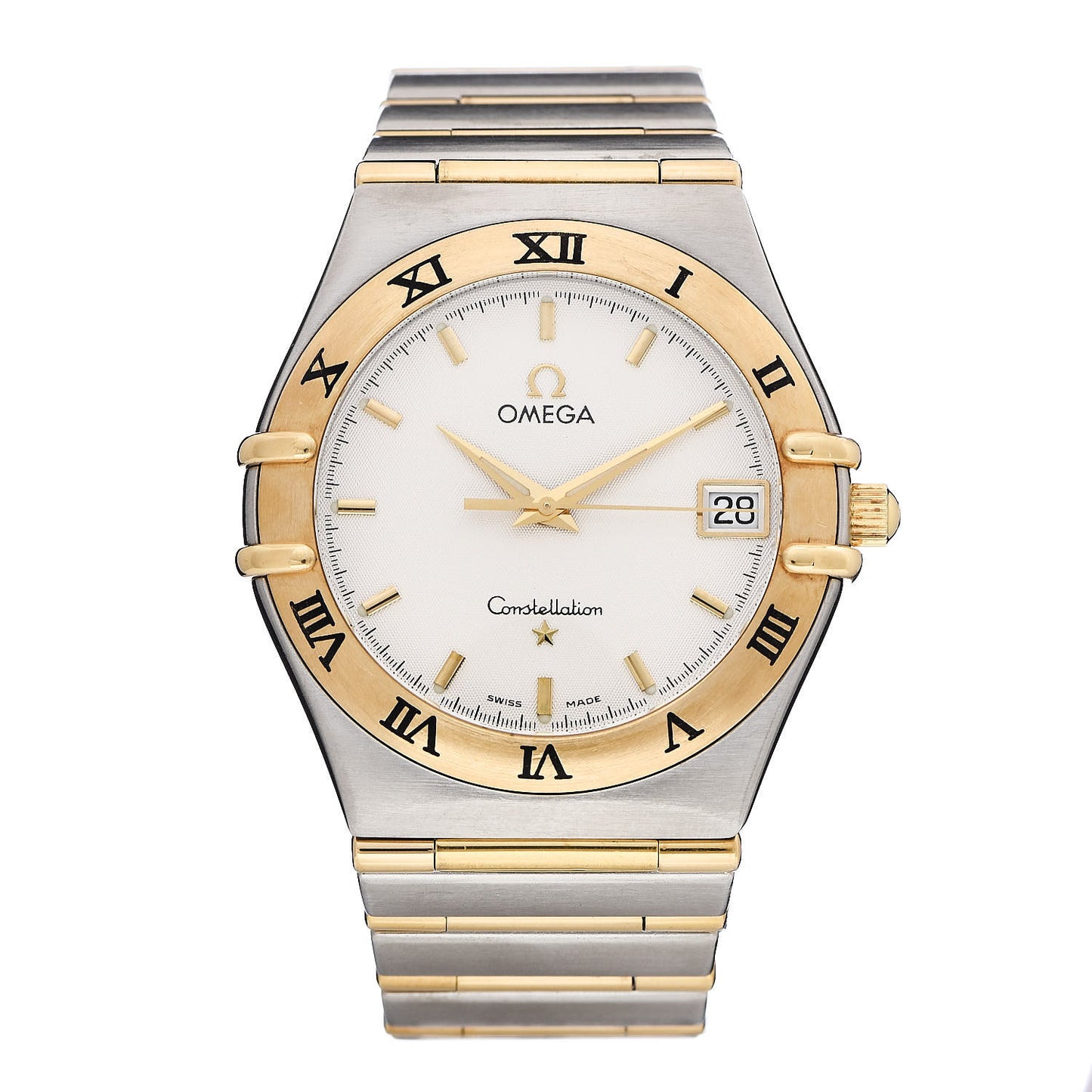 Stainless Steel 18K Yellow Gold 33mm Constellation Quartz Watch White 1312.30