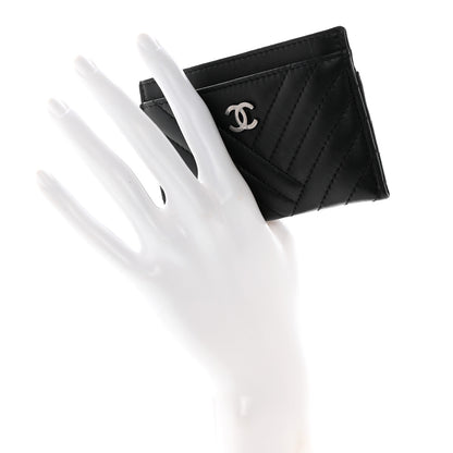 Chanel Lambskin Chevron Quilted Card Holder So Black 2 of 8