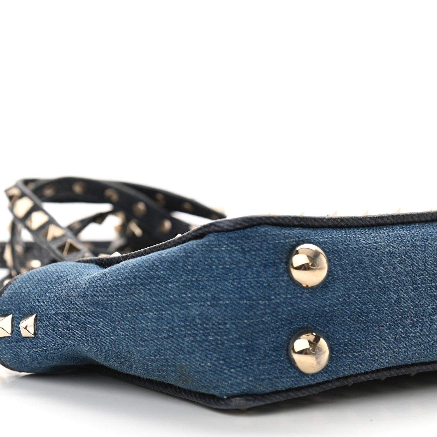 Valentino Garavani Denim Butterfly Embroidered Mini Rockstud Tote Blue Multicolor 8 of 11