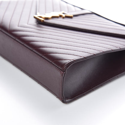 Saint Laurent Grain De Poudre Matelasse Chevron Large Monogram Satchel Rouge Legion 10 of 11