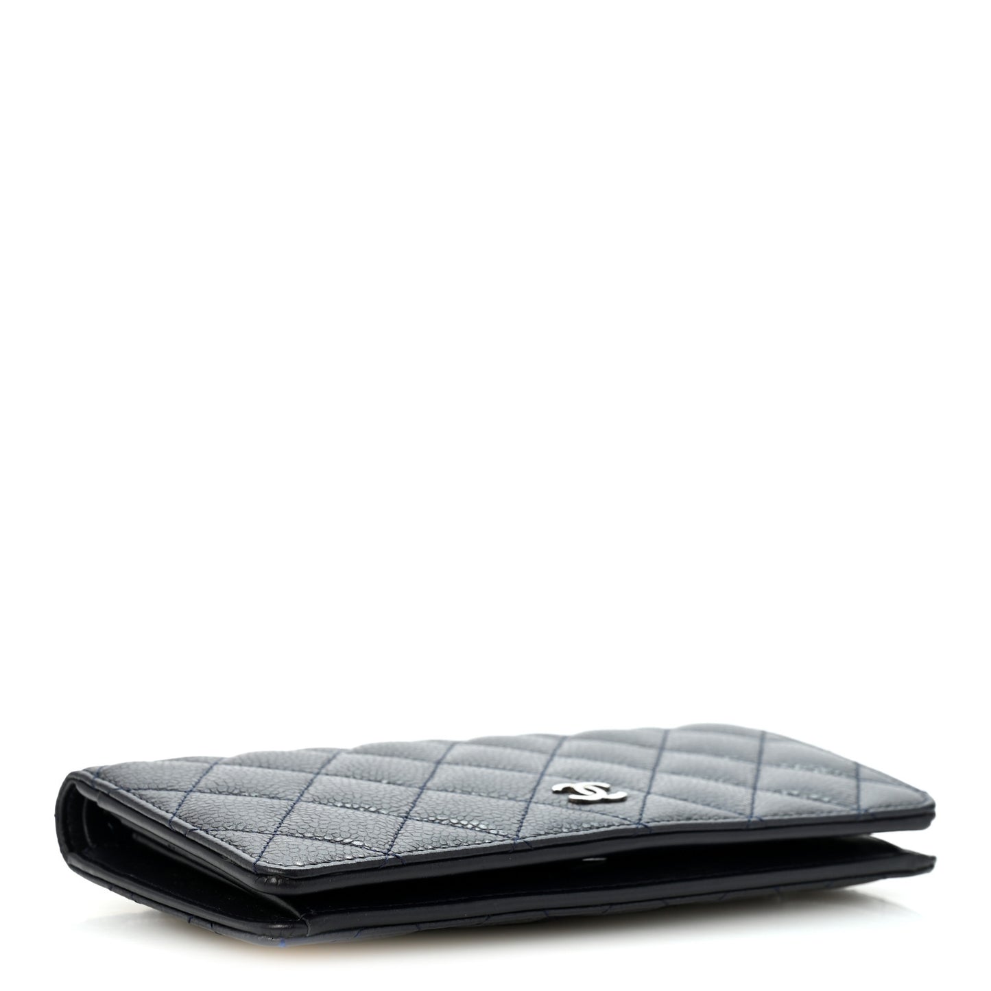 Caviar Quilted Yen Wallet Dark Blue