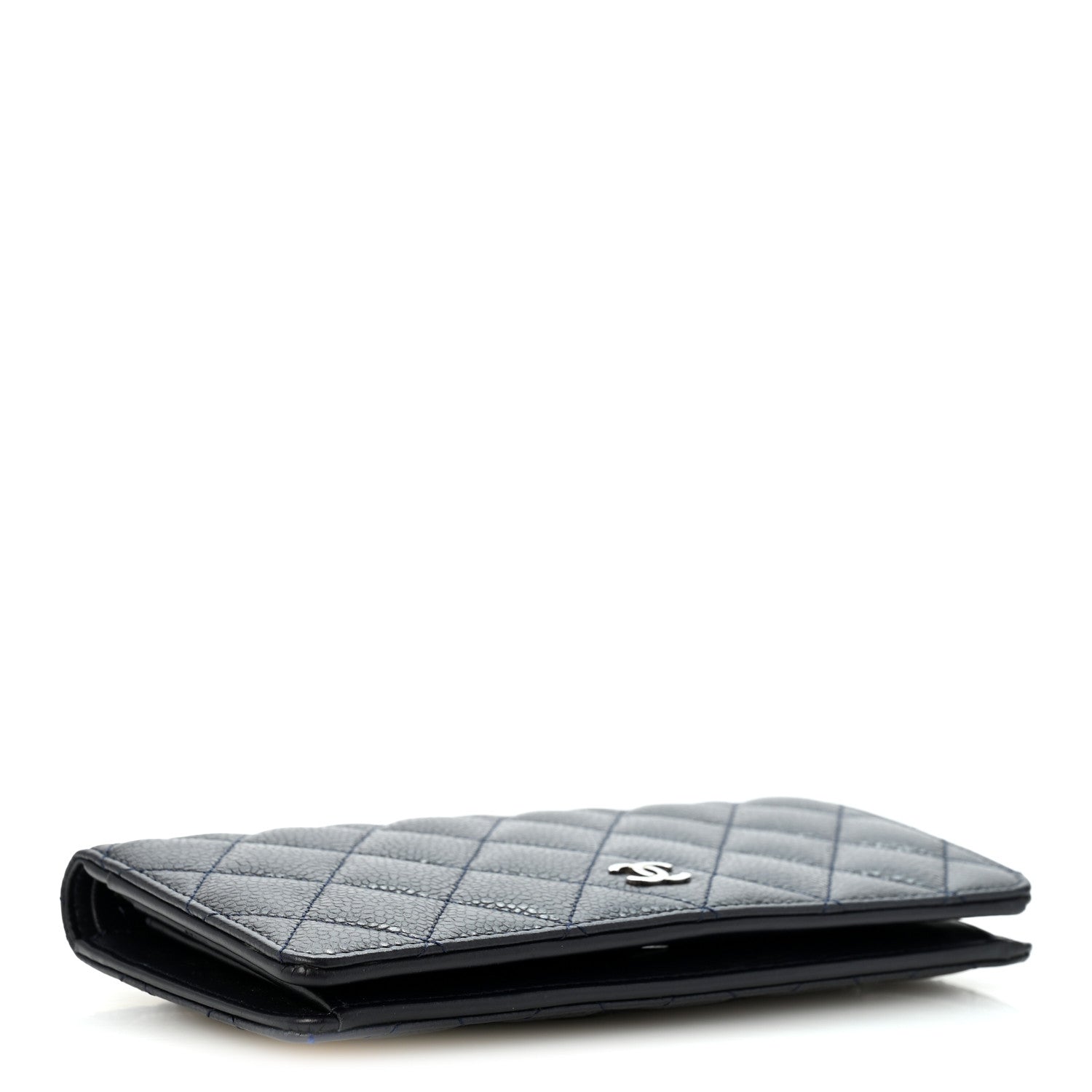 Chanel Caviar Quilted Yen Wallet Dark Blue 4 of 11