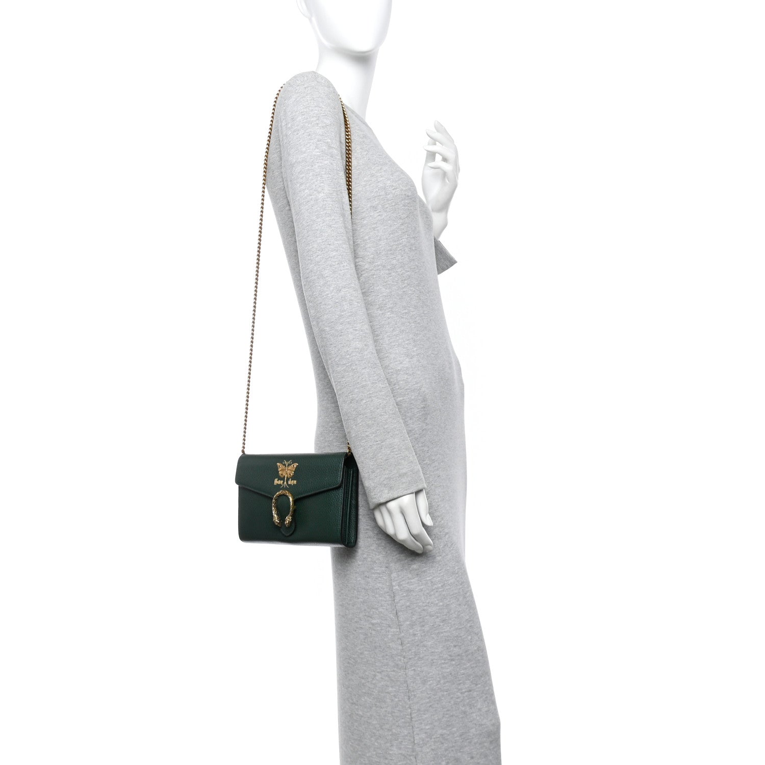 Gucci Calfskin Garden Dionysus Chain Wallet Emerald 2 of 11