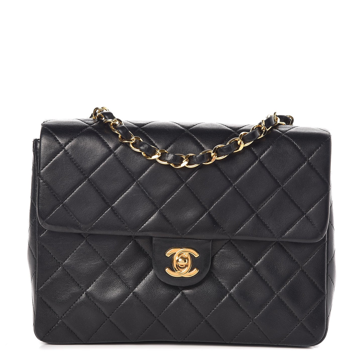 Lambskin Mini Square Flap Black