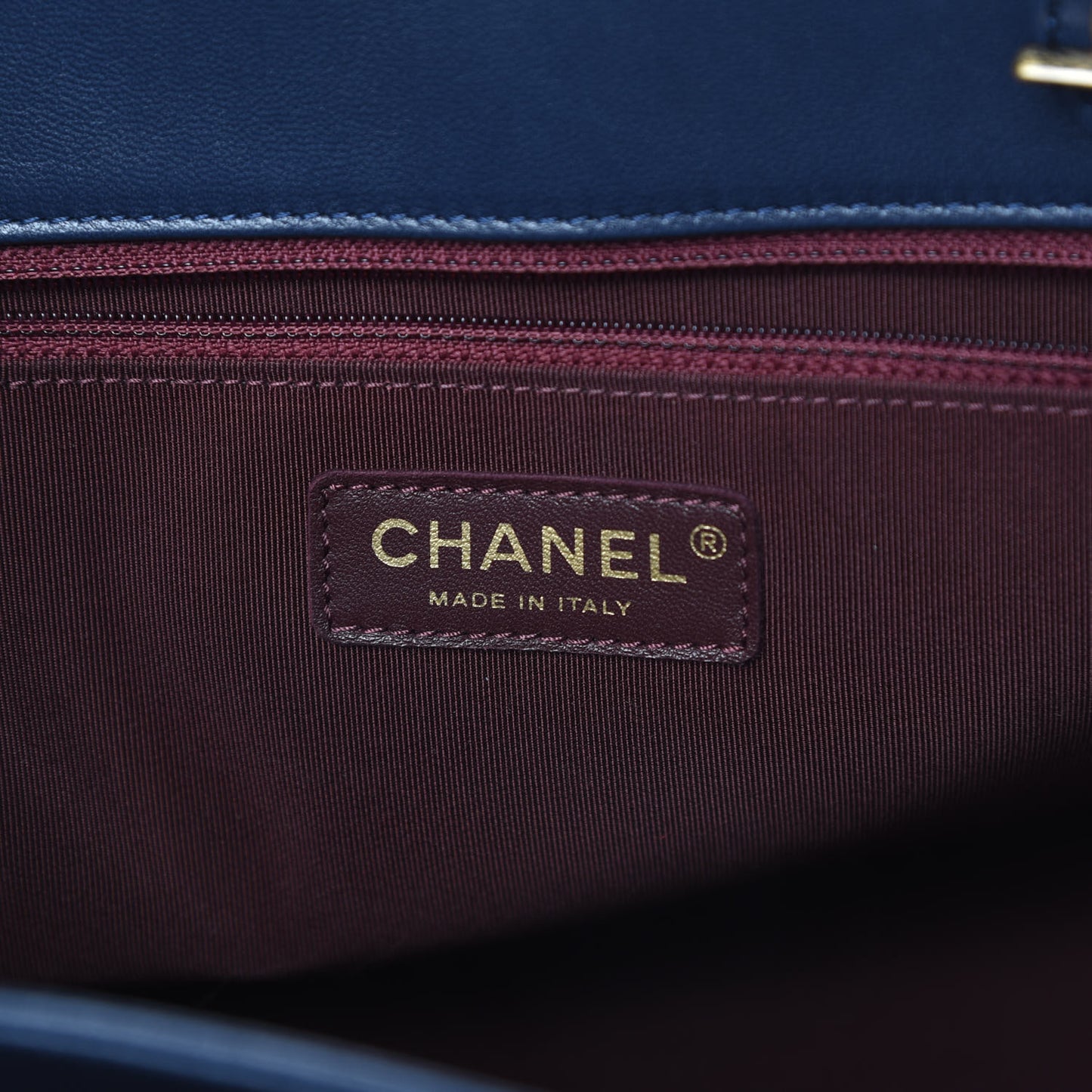 Lambskin Stitched Large Around The Corner Shopping Tote Deep Marine