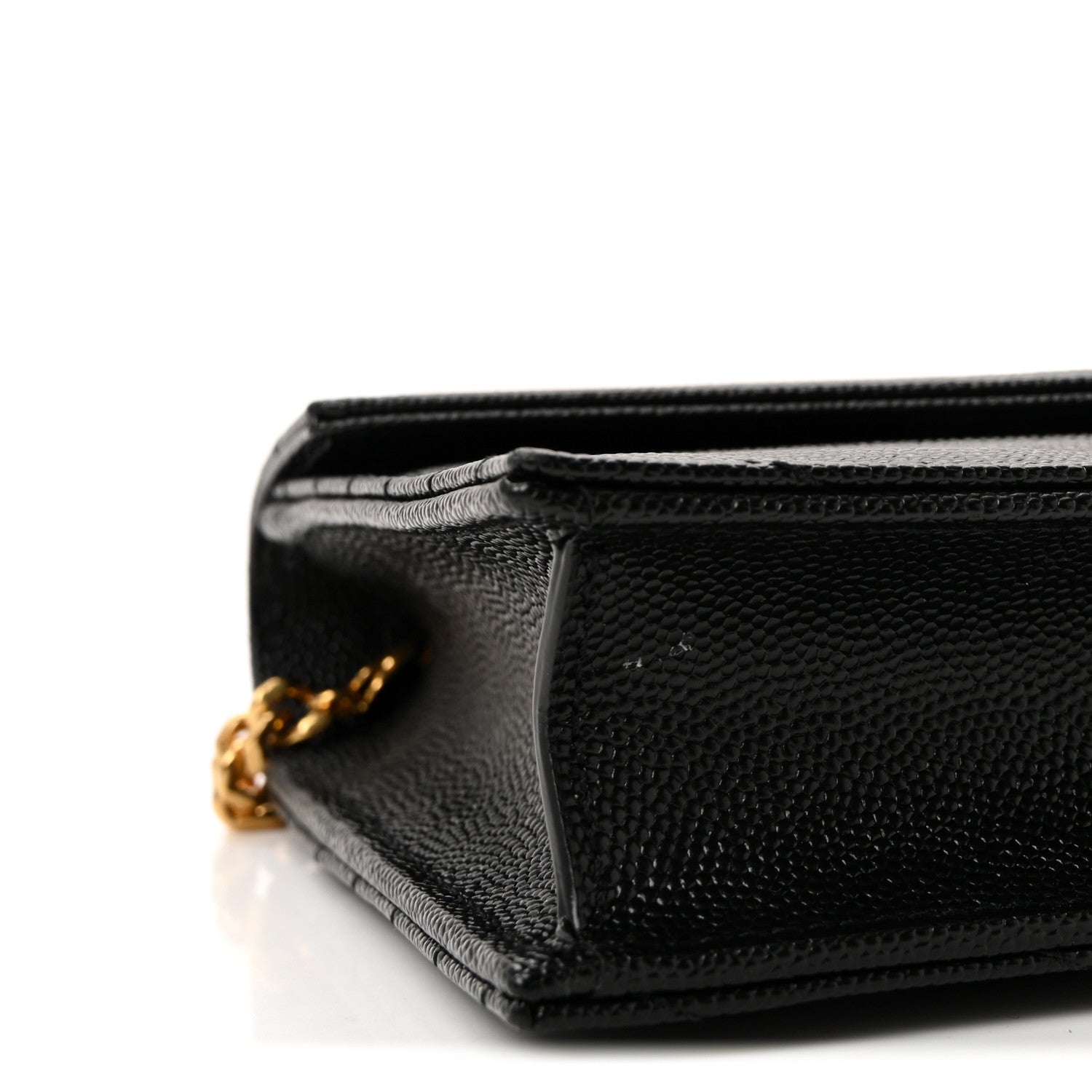 Saint Laurent Grain De Poudre Matelasse Chevron Monogram Envelope Chain Wallet Black 8 of 9