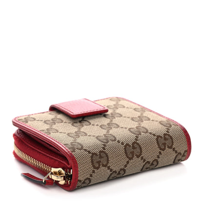 Gucci Monogram Dollar Calfskin Zip Around French Flap Wallet Beige Ebony Rosso 6 of 11