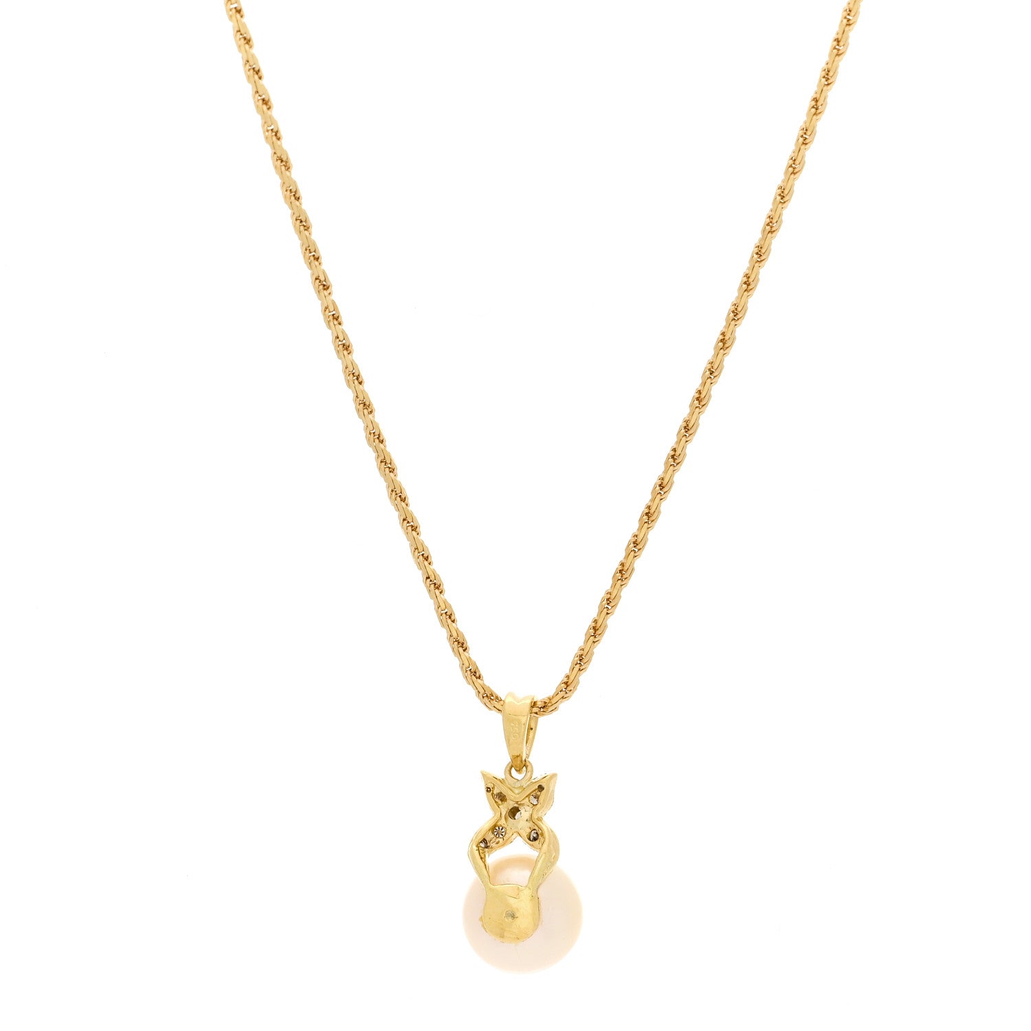 Parker & West by FASHIONPHILE 18K Yellow Gold Diamond Akoya Cultured Pearl Pendant Necklace 5 of 5