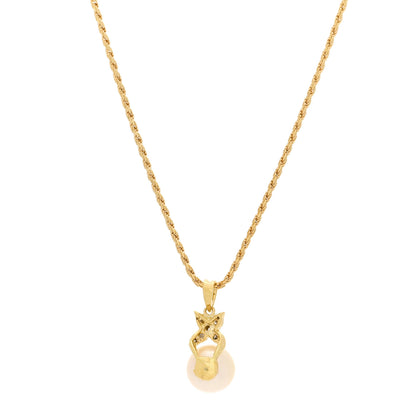 Parker & West by FASHIONPHILE 18K Yellow Gold Diamond Akoya Cultured Pearl Pendant Necklace 5 of 5
