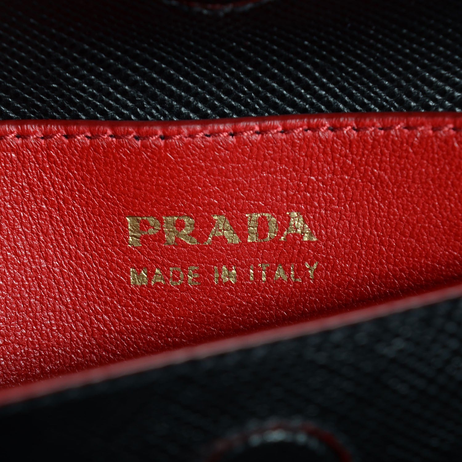 Prada Saffiano Cuir Small Double Bag Black Ciliegia 9 of 10