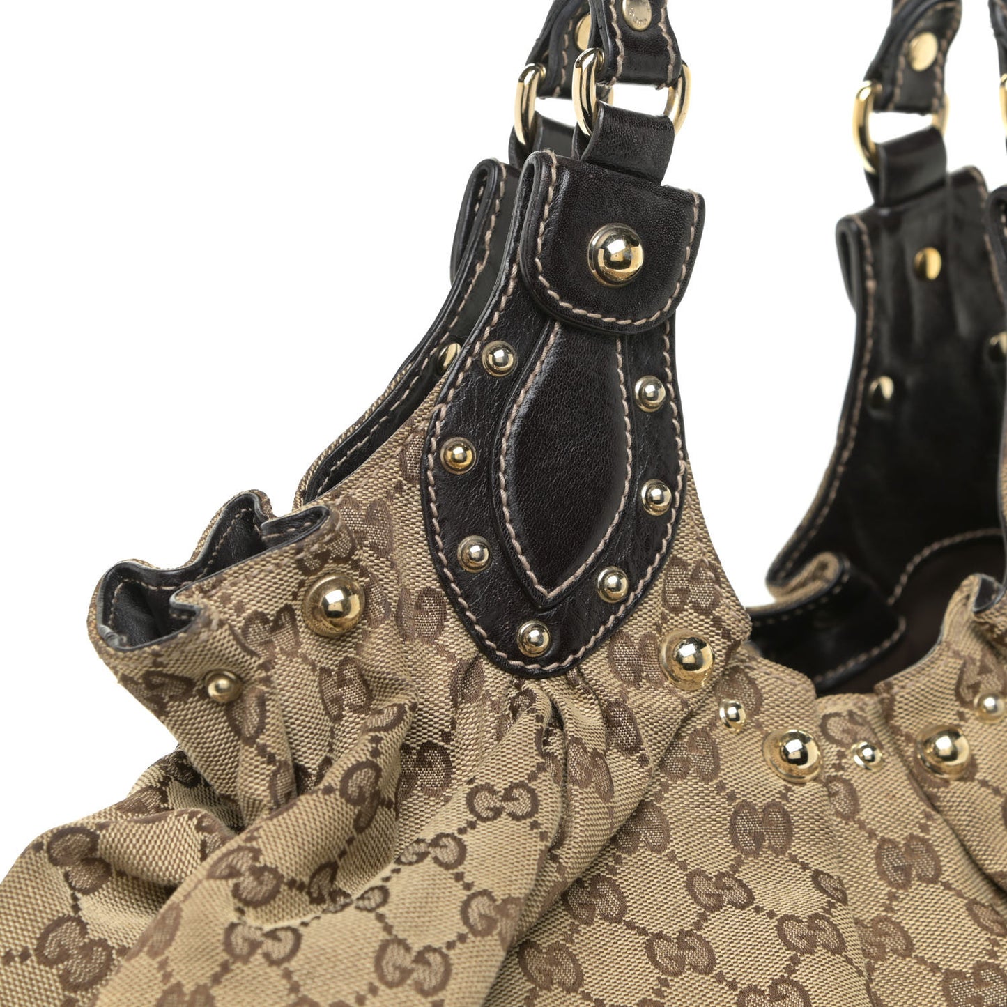 Monogram Studded Pelham Tote Dark Brown