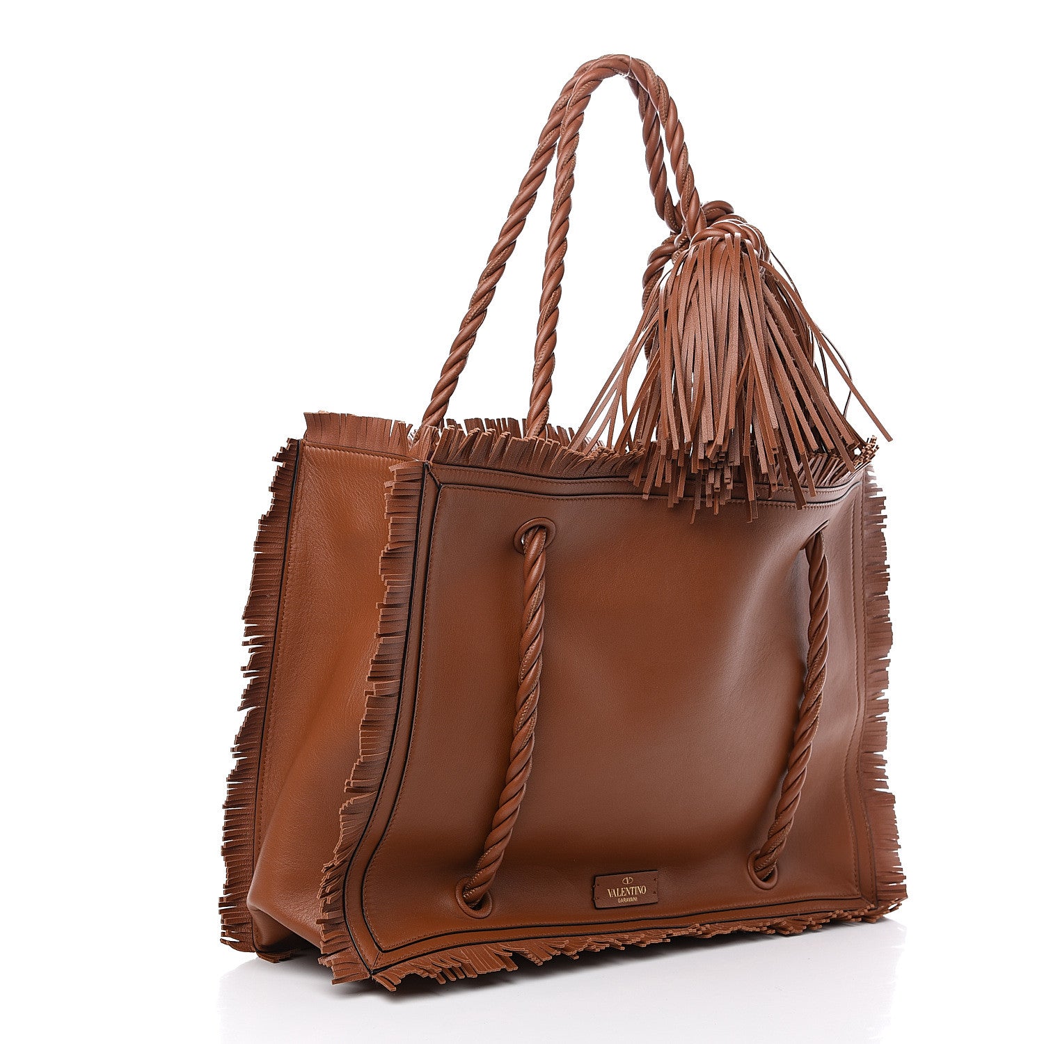 Valentino Garavani Calfskin The Rope Shopper Tan 2 of 9