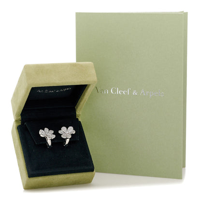 Van Cleef & Arpels 18K White Gold Diamond Small Frivole Pave Earrings 10 of 10