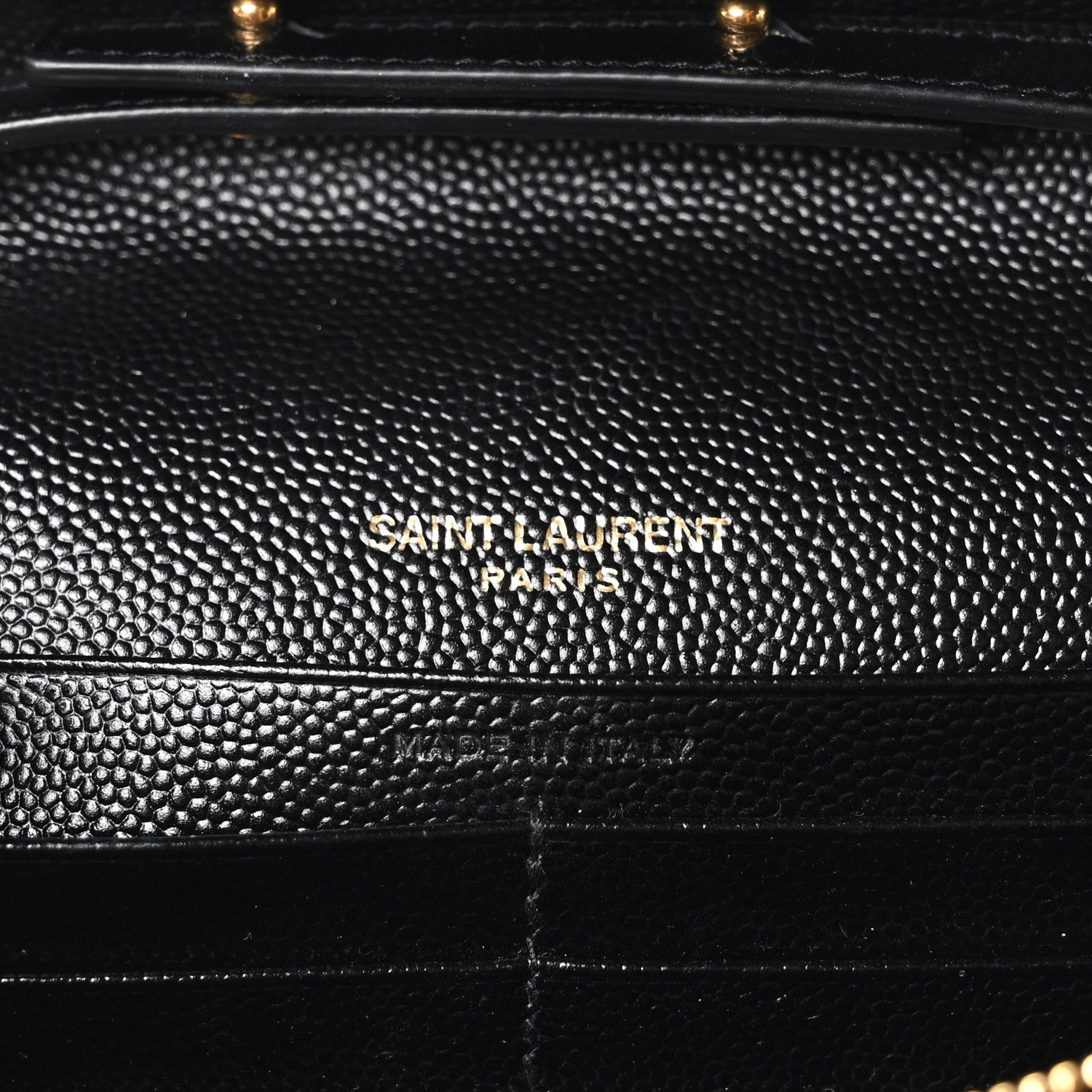 Saint Laurent Grain De Poudre Matelasse Chevron Monogram Chain Wallet Black 6 of 9