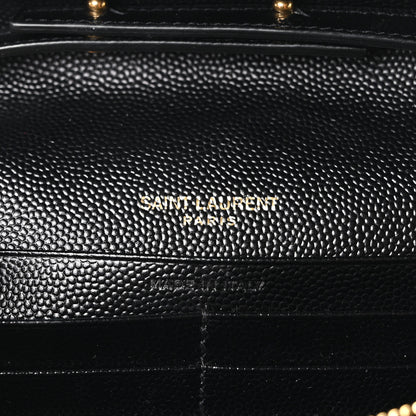 Saint Laurent Grain De Poudre Matelasse Chevron Monogram Chain Wallet Black 6 of 9