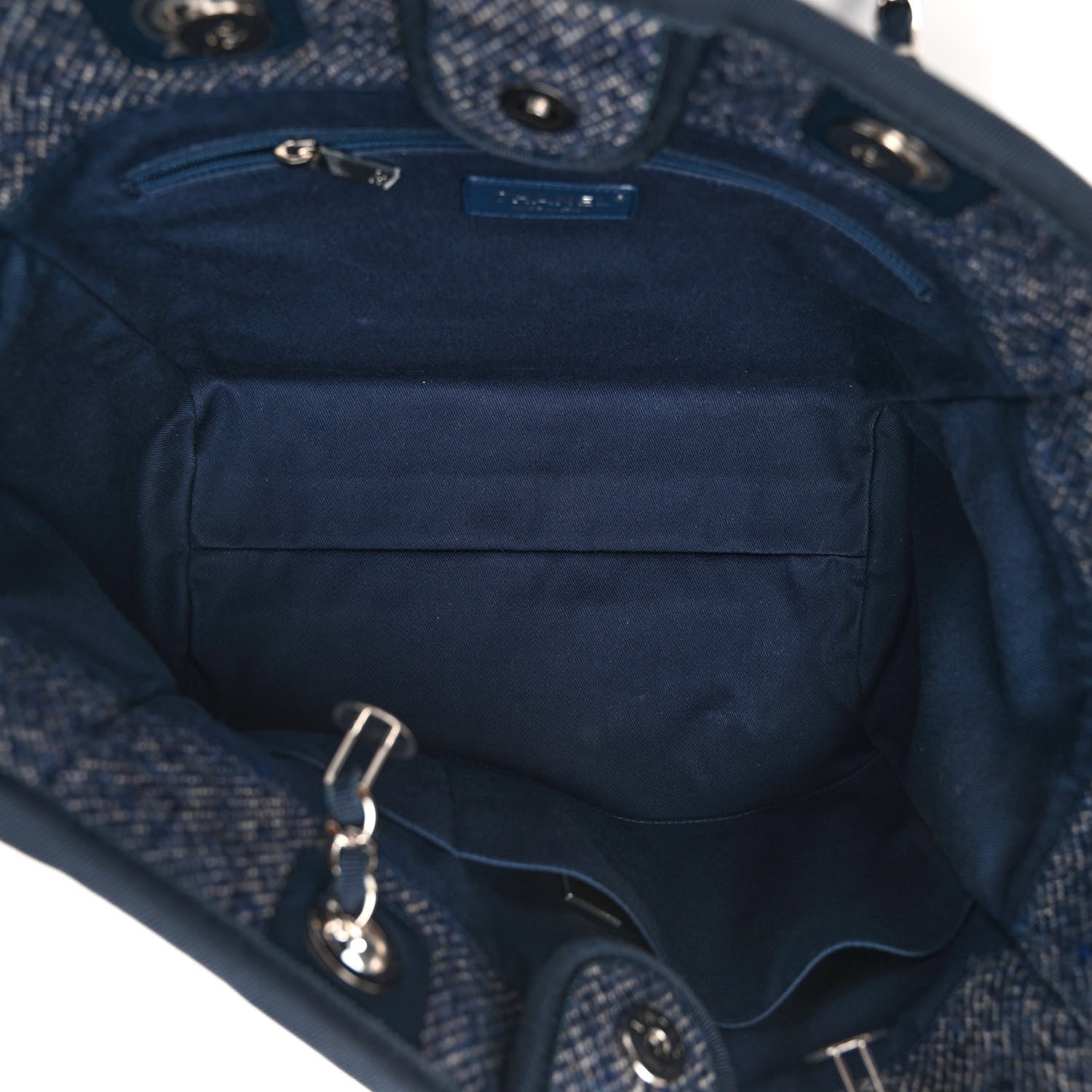 Chanel Mixed Fibers Calfskin Small Deauville Tote Blue 5 of 10