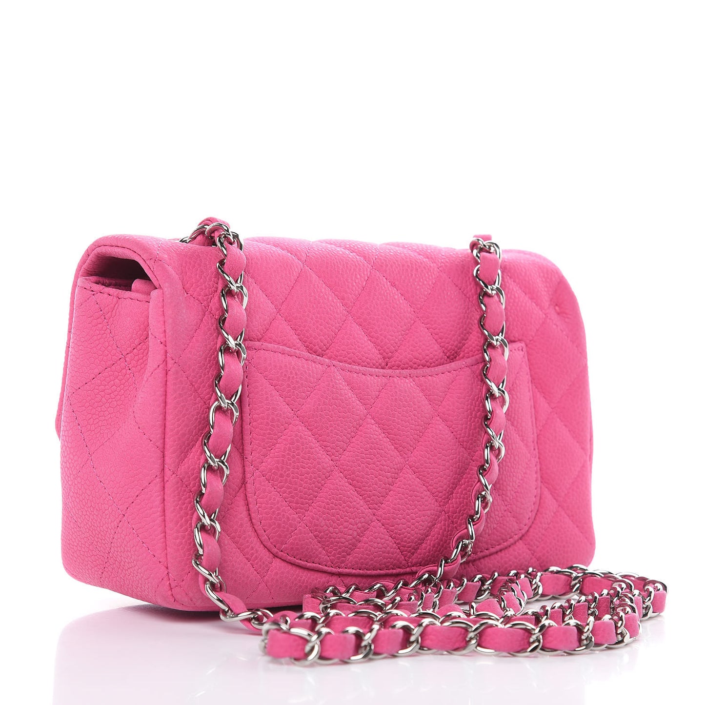 Iridescent Caviar Quilted Mini Rectangular Flap Pink