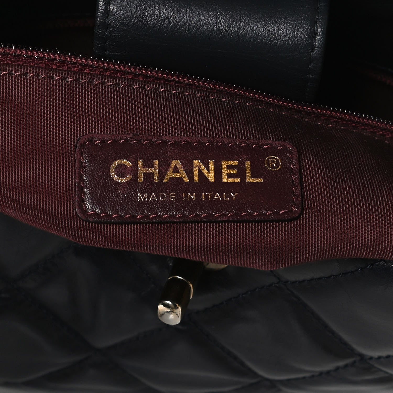 Chanel Calfskin Quilted Large Gold Bar Top Handle Tote Dark Navy Blue 6 of 11