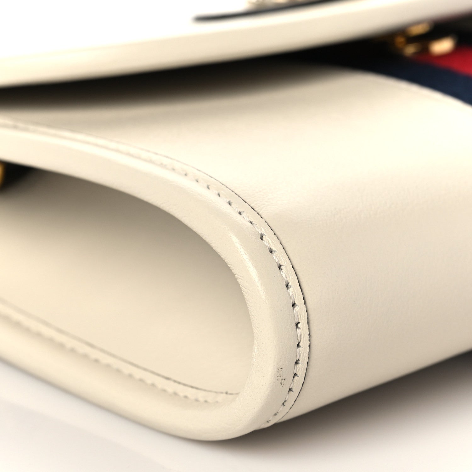 Gucci Textured Calfskin Web Mini Rajah Slim Flap Shoulder Bag Mystic White 9 of 10