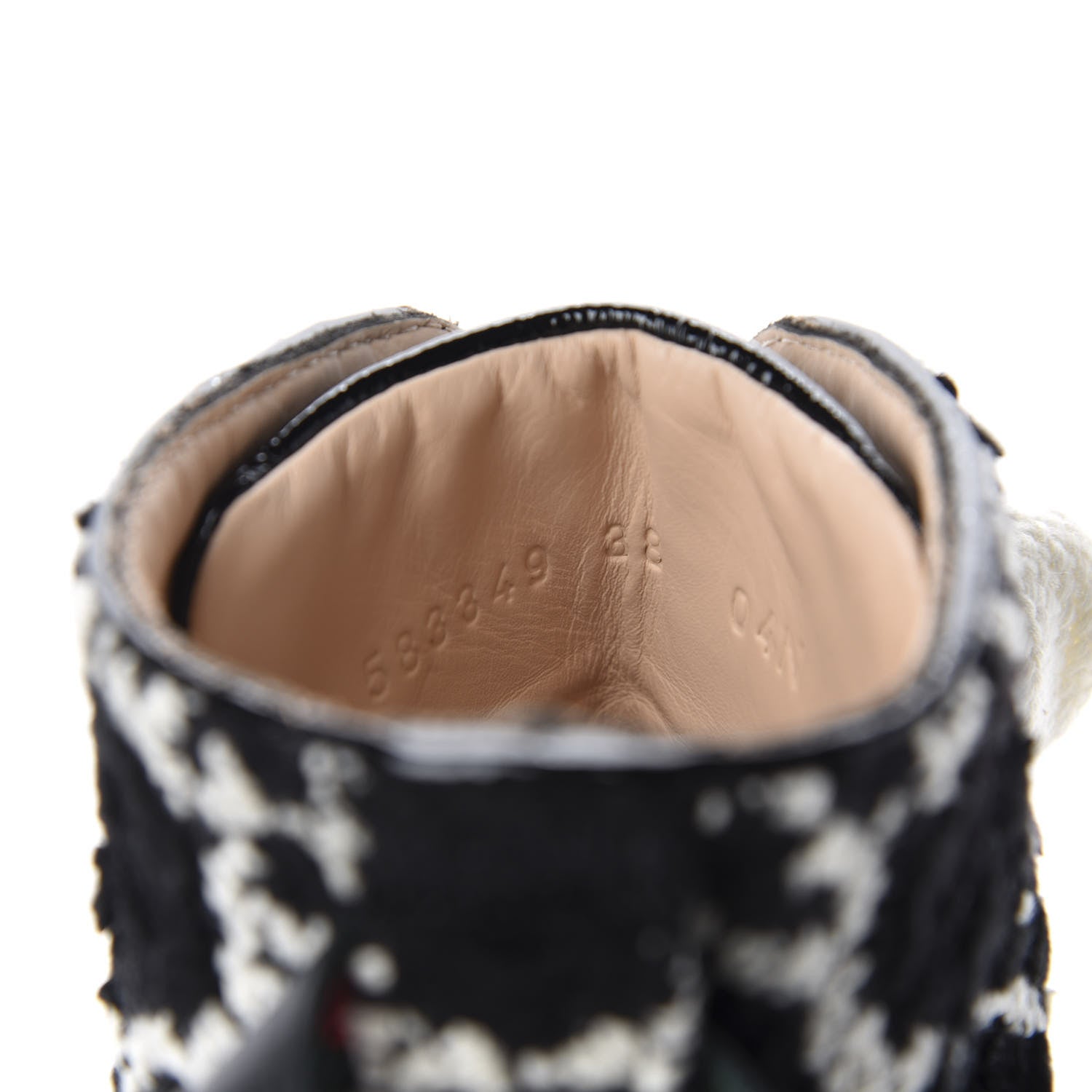 Gucci Tweed GG Monogram Lace Up Combat Ankle Boots 38 Black 11 of 12