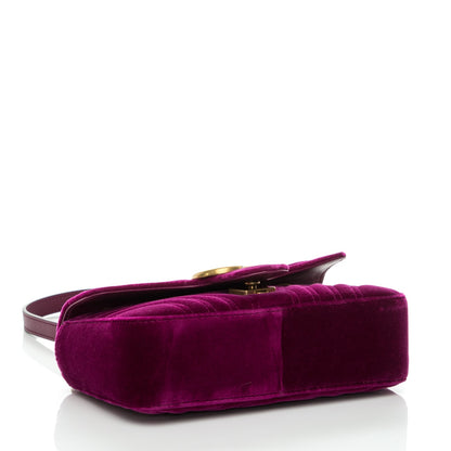 Gucci Velvet Matelasse Mini GG Marmont Shoulder Bag Fuchsia Violet Cyclamen 4 of 7