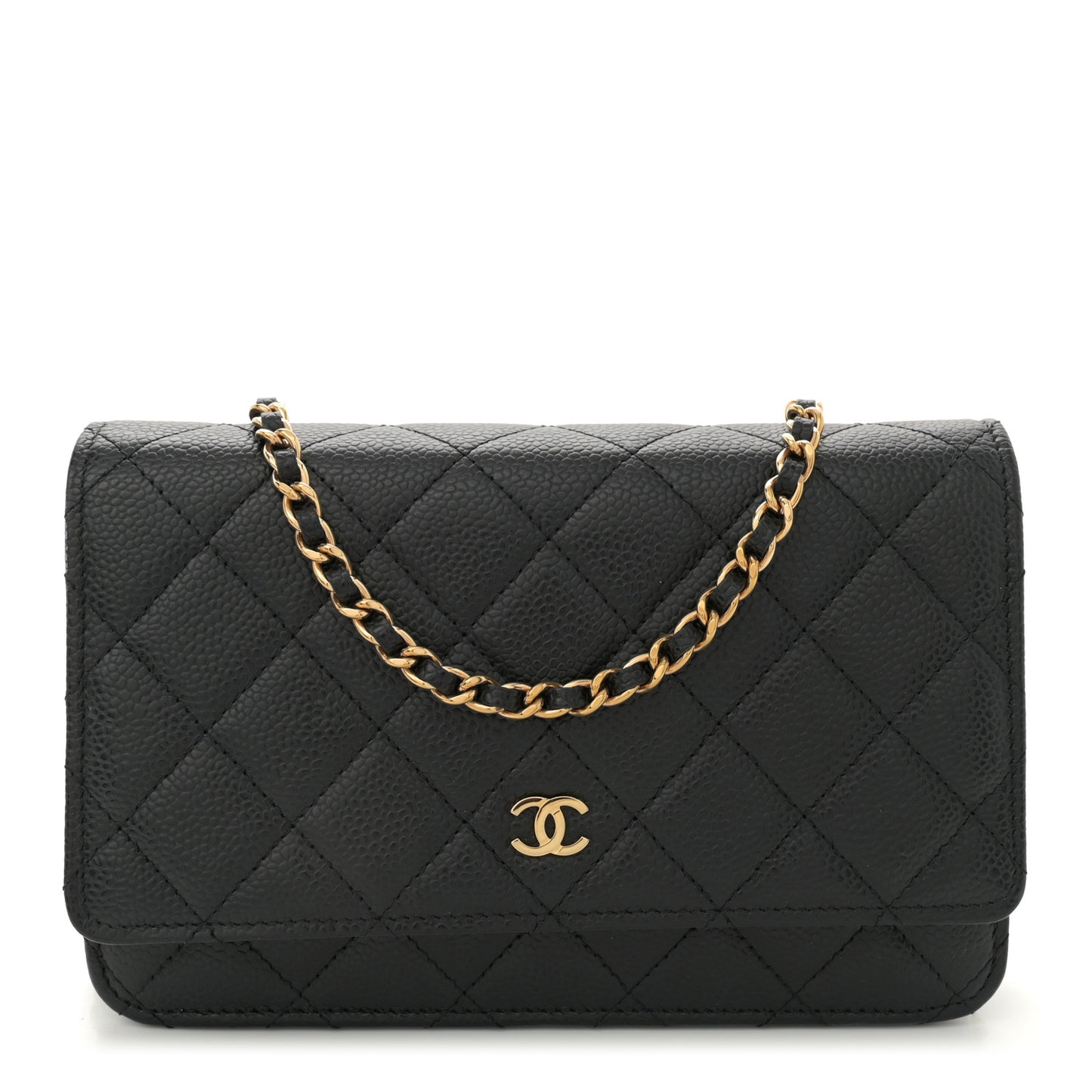 Caviar Quilted Wallet on Chain WOC Black