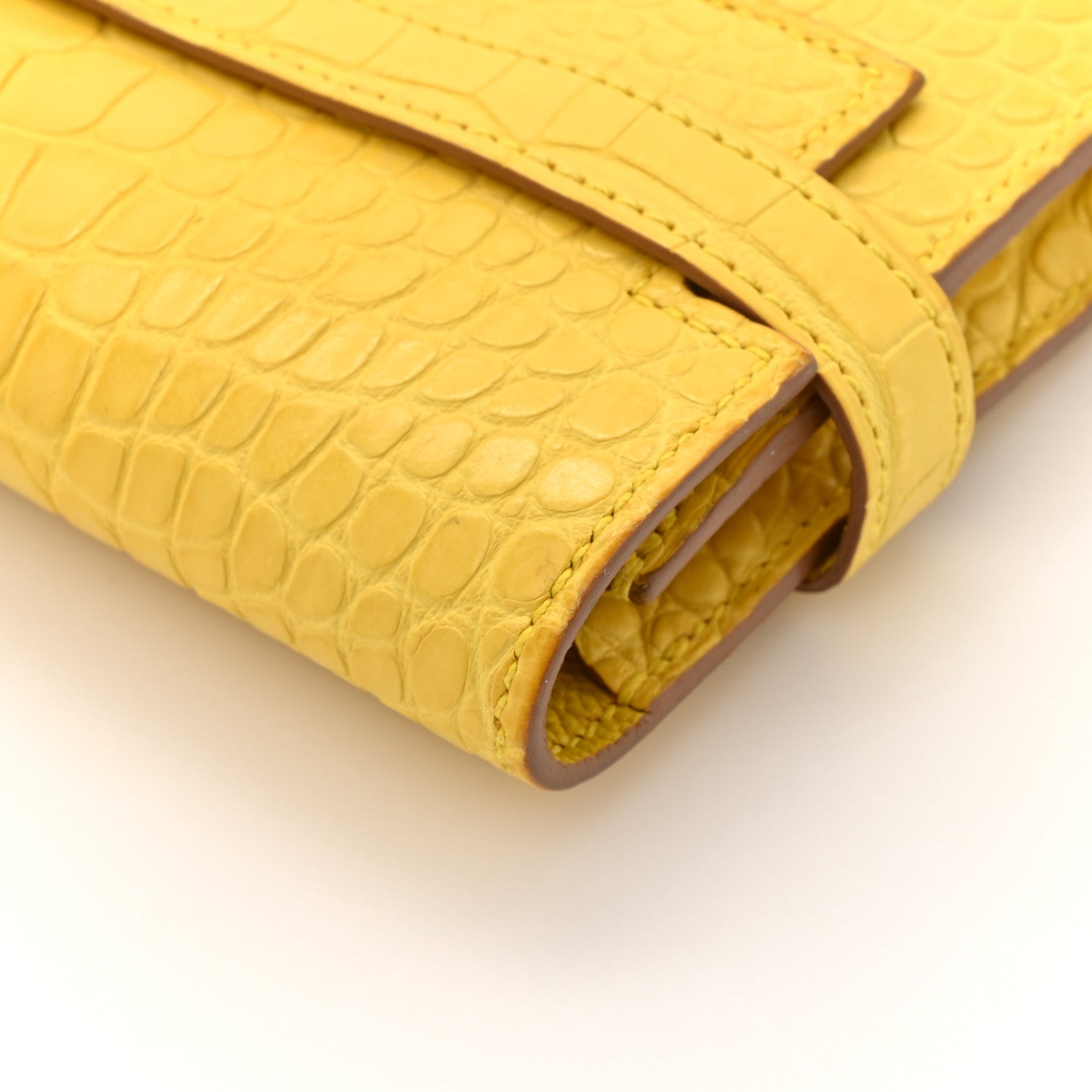 Hermes Matte Alligator Kelly Longue Wallet Mimosa 10 of 14