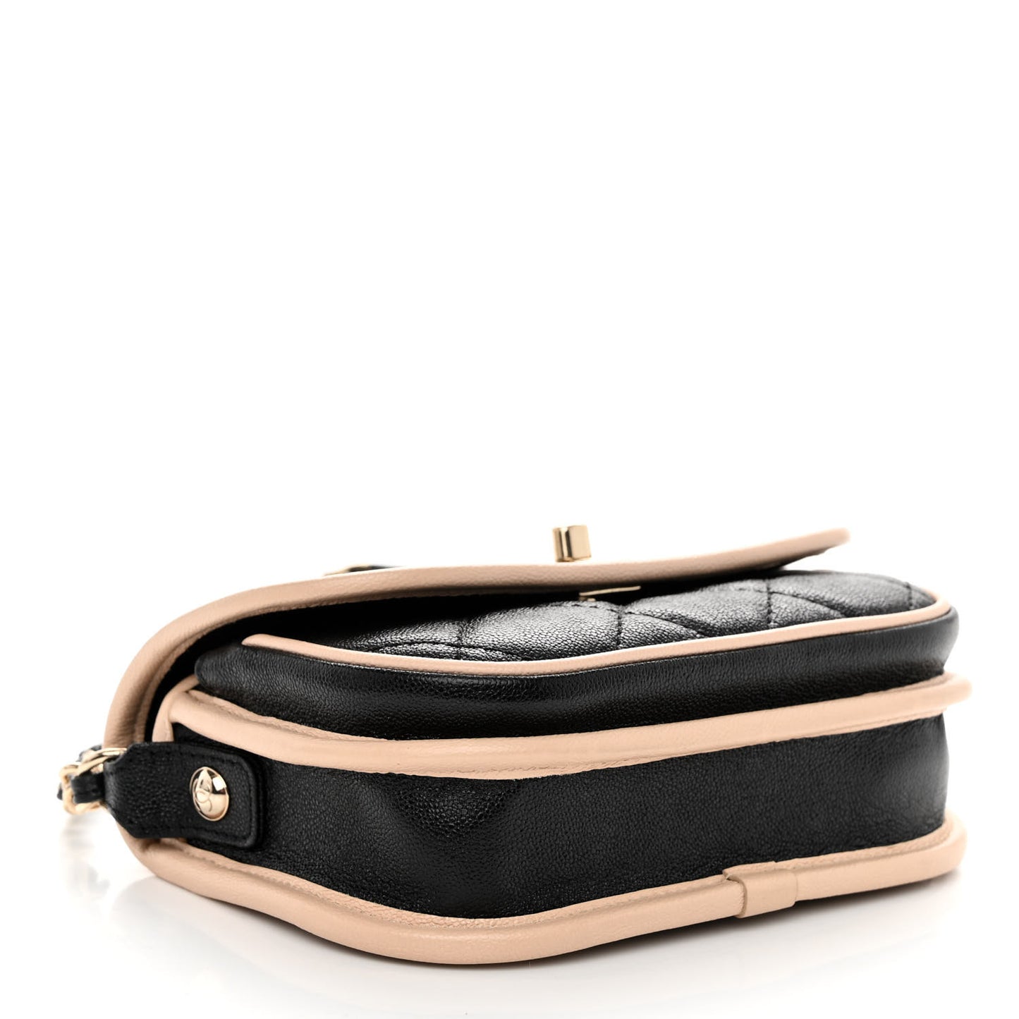 Iridescent Caviar Quilted Mini Two Tone Flap Black Beige