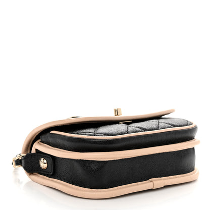 Chanel Iridescent Caviar Quilted Mini Two Tone Flap Black Beige 4 of 10