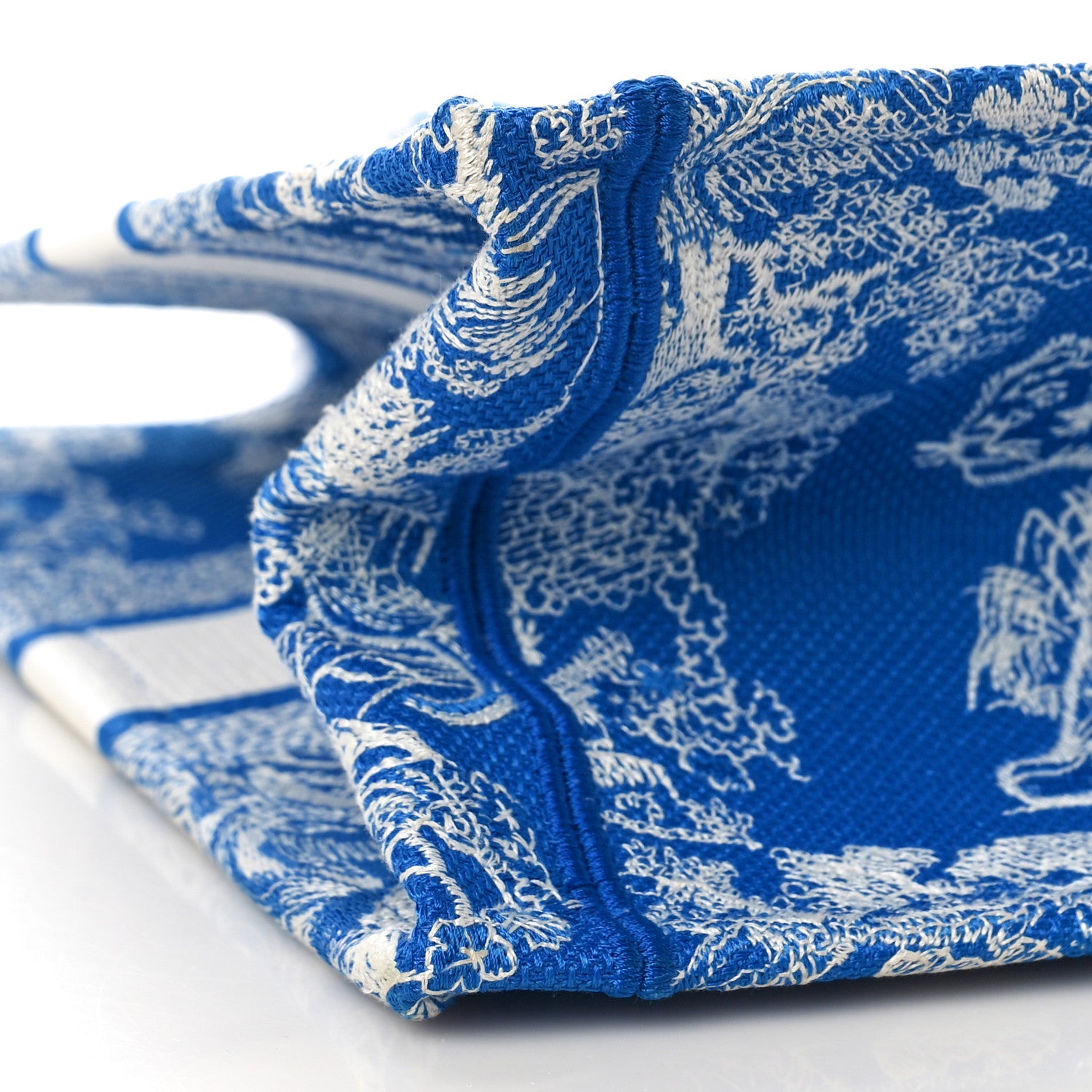 Christian Dior Canvas Embroidered Medium Dioriviera Toile De Jouy Book Tote Fluorescent Blue 7 of 8