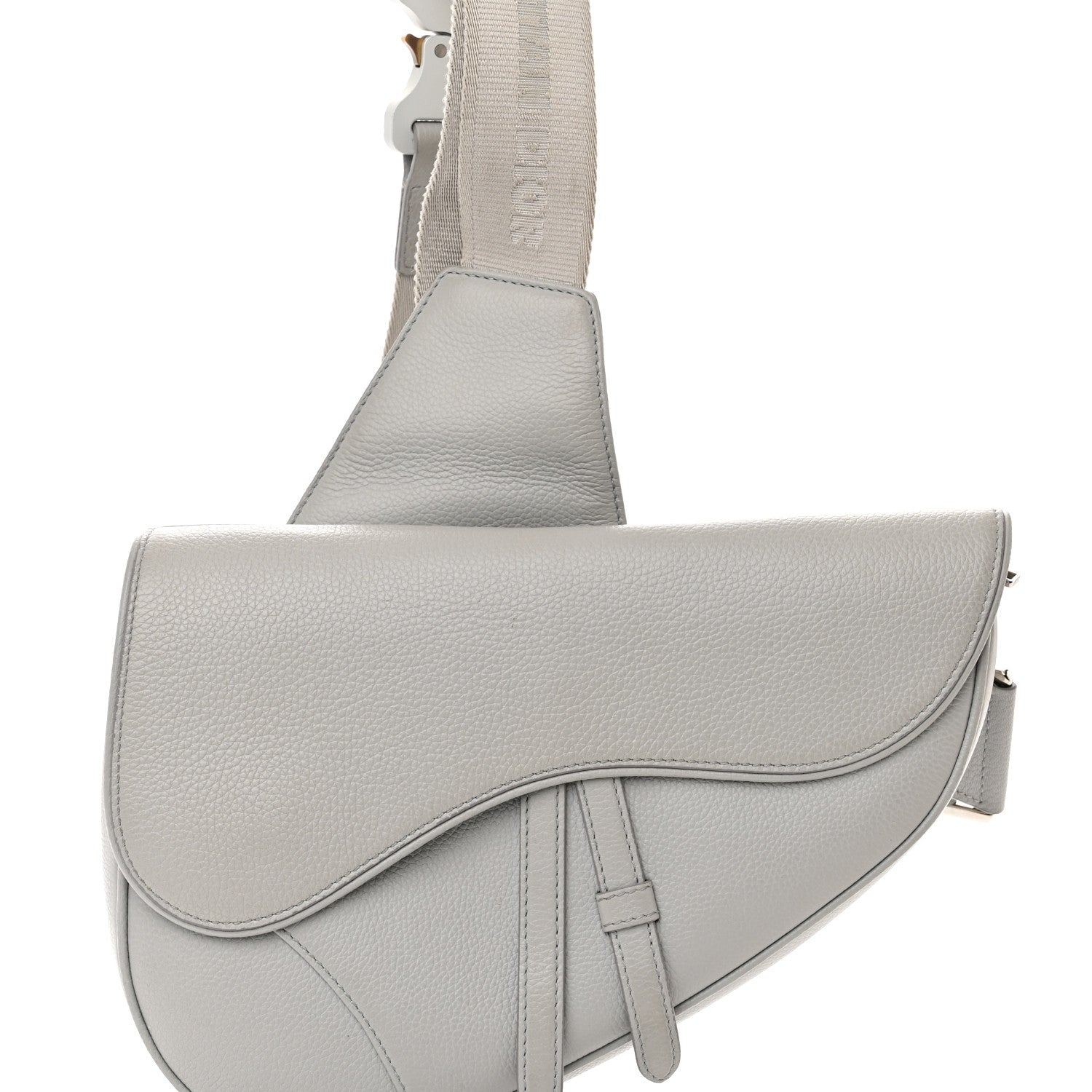 Christian Dior Grained Calfskin Kim Jones Saddle Bag Light Grey 8 of 14