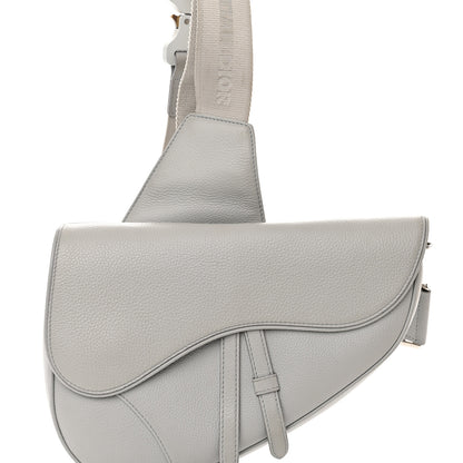 Christian Dior Grained Calfskin Kim Jones Saddle Bag Light Grey 8 of 14