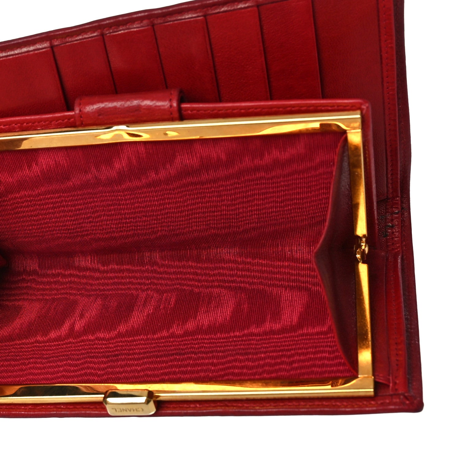Chanel Calfskin Diamond Stitched French Wallet Red 13 of 14