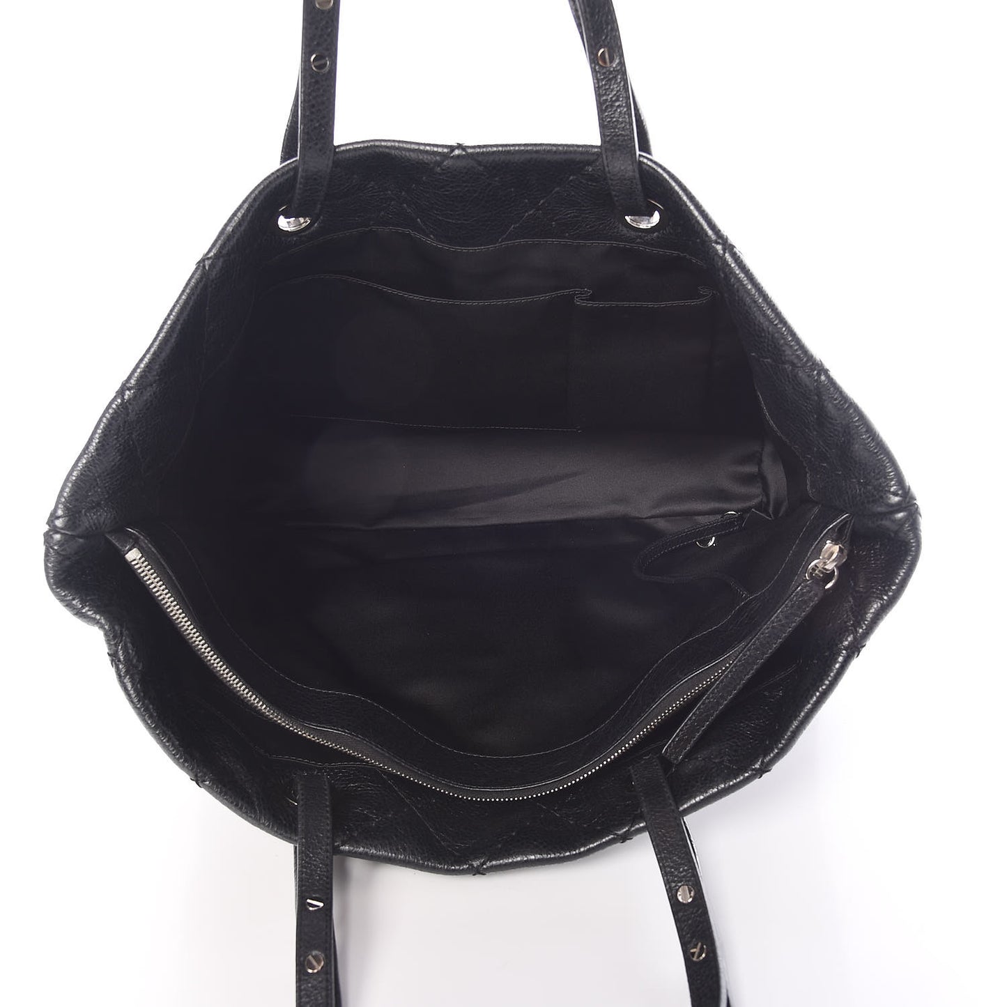 Glazed Calfskin Large On The Road Tote Black