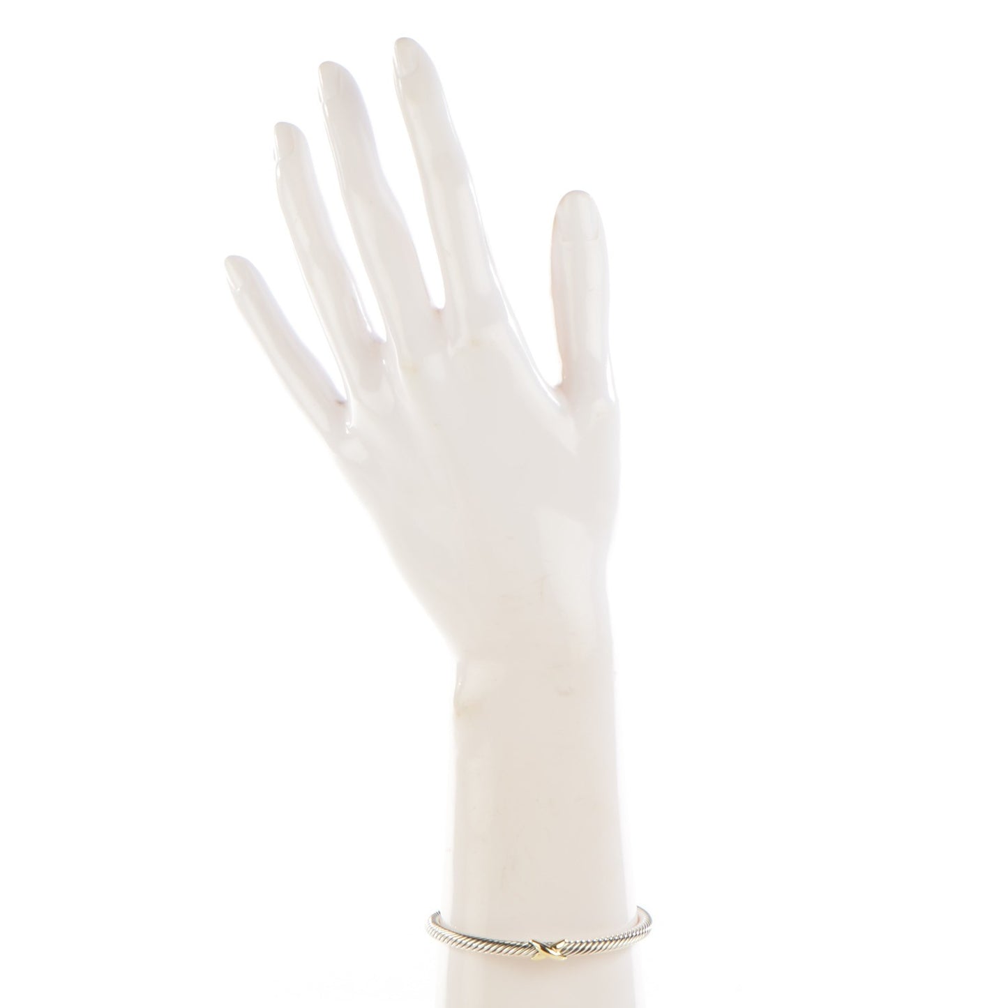 Sterling Silver 18K Yellow Gold 4mm X Station Cable Bracelet