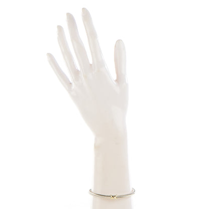 David Yurman Sterling Silver 18K Yellow Gold 4mm X Station Cable Bracelet 2 of 6