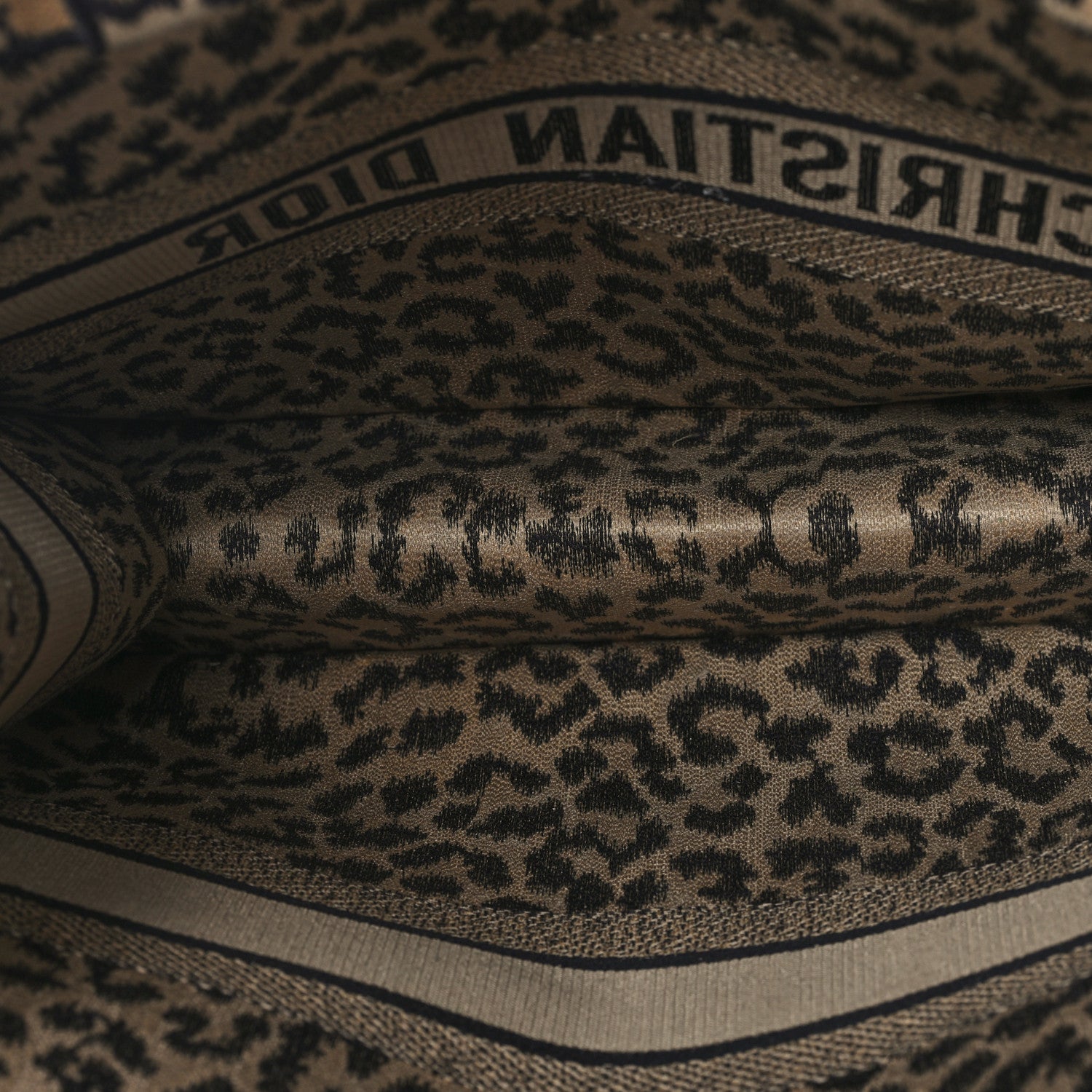 Christian Dior Canvas Mizza Embroidered Large Leopard Book Tote Beige 5 of 12