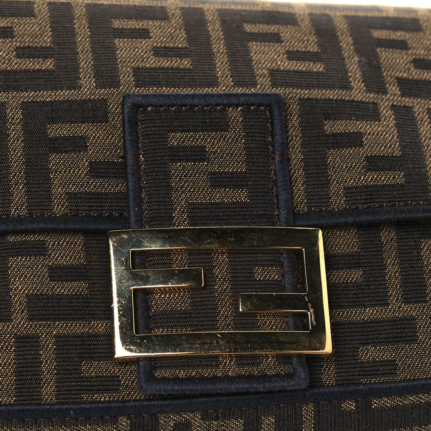 Fendi Fabric Jacquard FF 1974 Medium Baguette Tobacco Moro Black 13 of 17