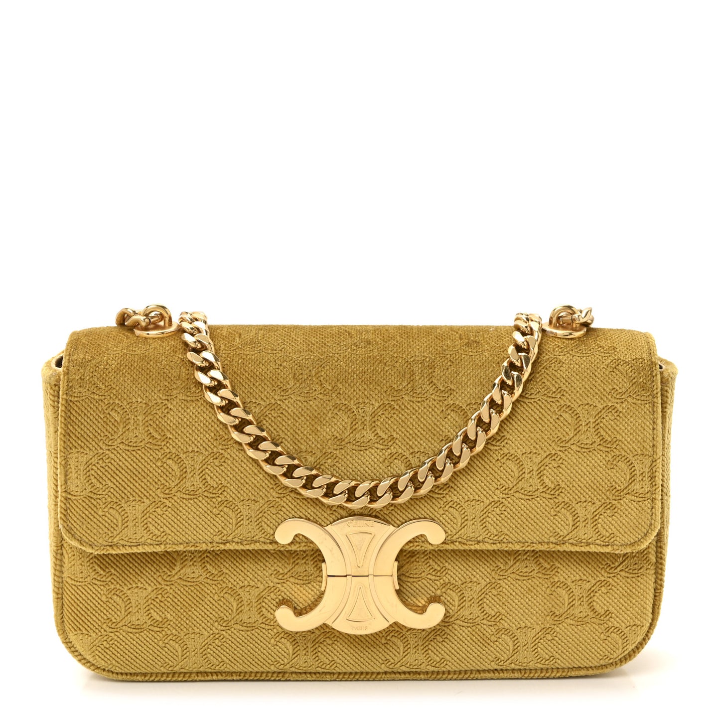 Velvet Triomphe Chain Shoulder Bag Gold