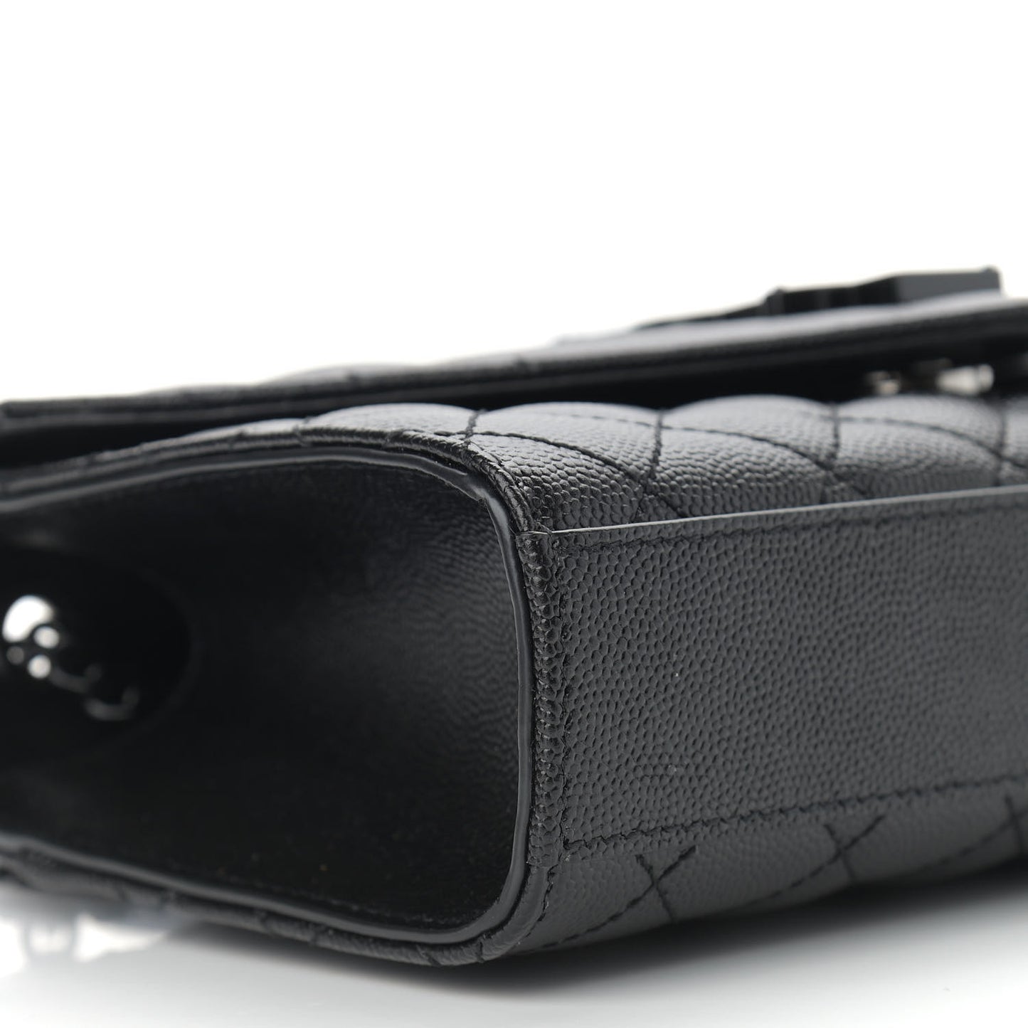 Grain De Poudre Textured Mixed Matelasse Triquilt Small Monogram Satchel Black