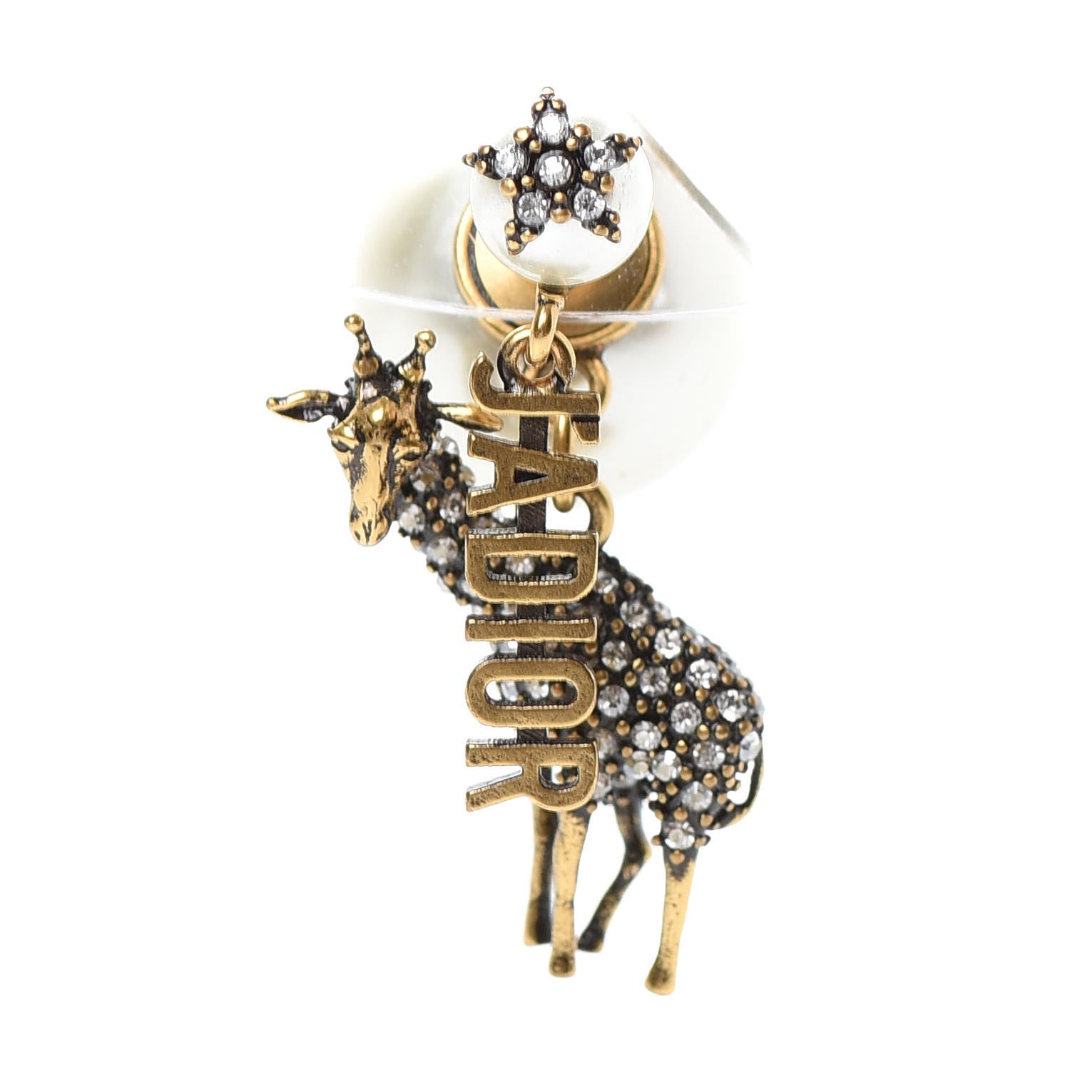 Christian Dior Crystal Pearl Giraffe J'Adior Earring Gold 1 of 3