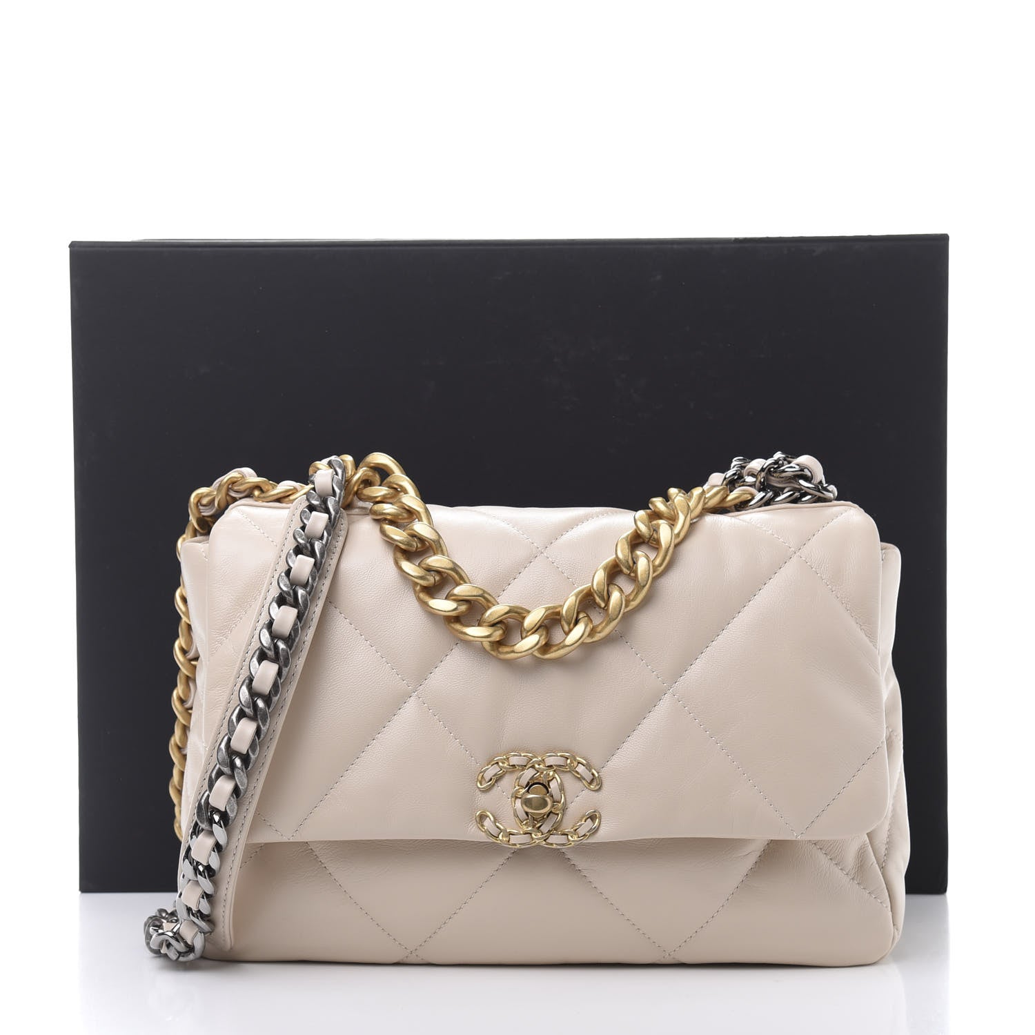 Chanel Lambskin Quilted Large 19 Flap Beige 12 of 12