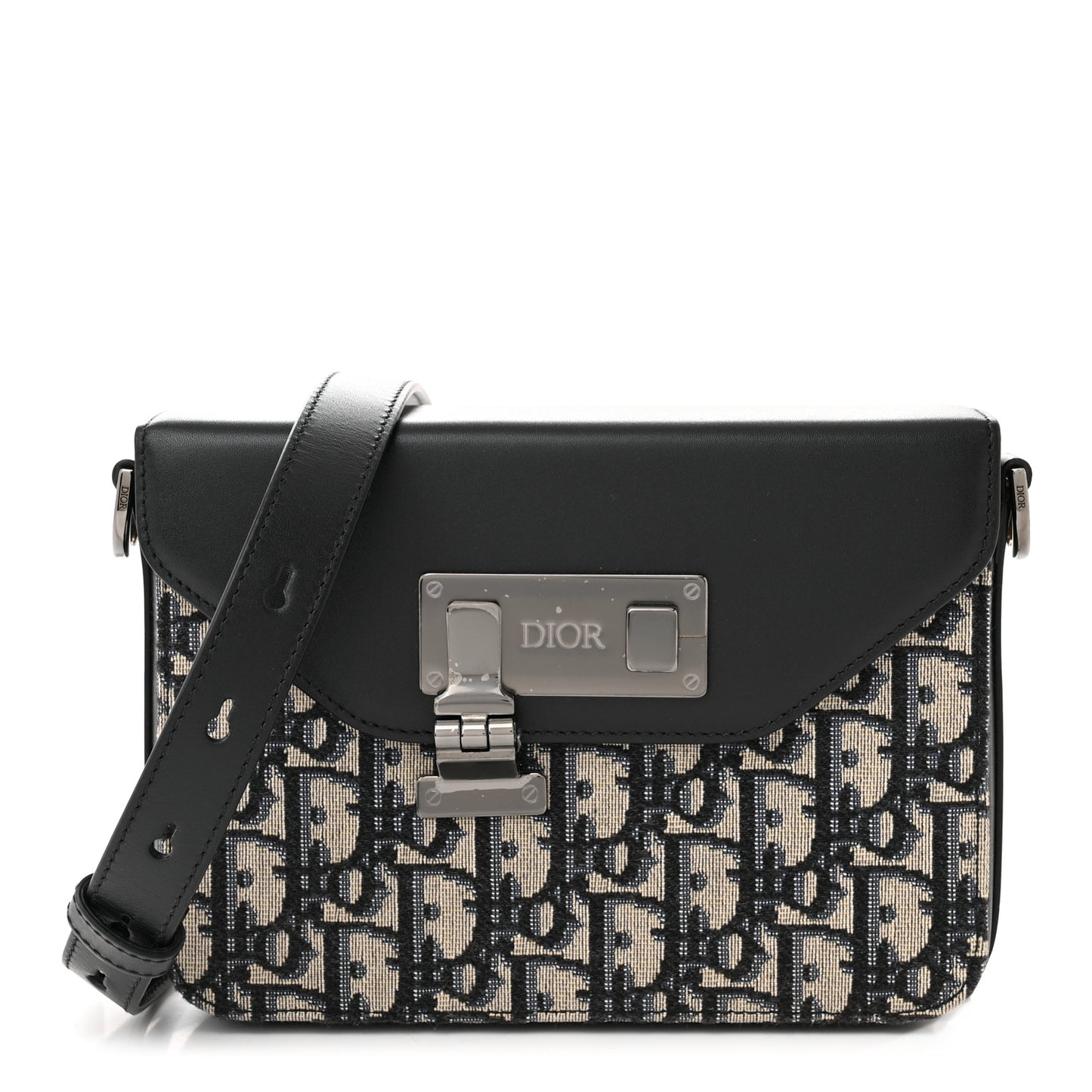 Oblique Smooth Calfskin Messenger Beige Black