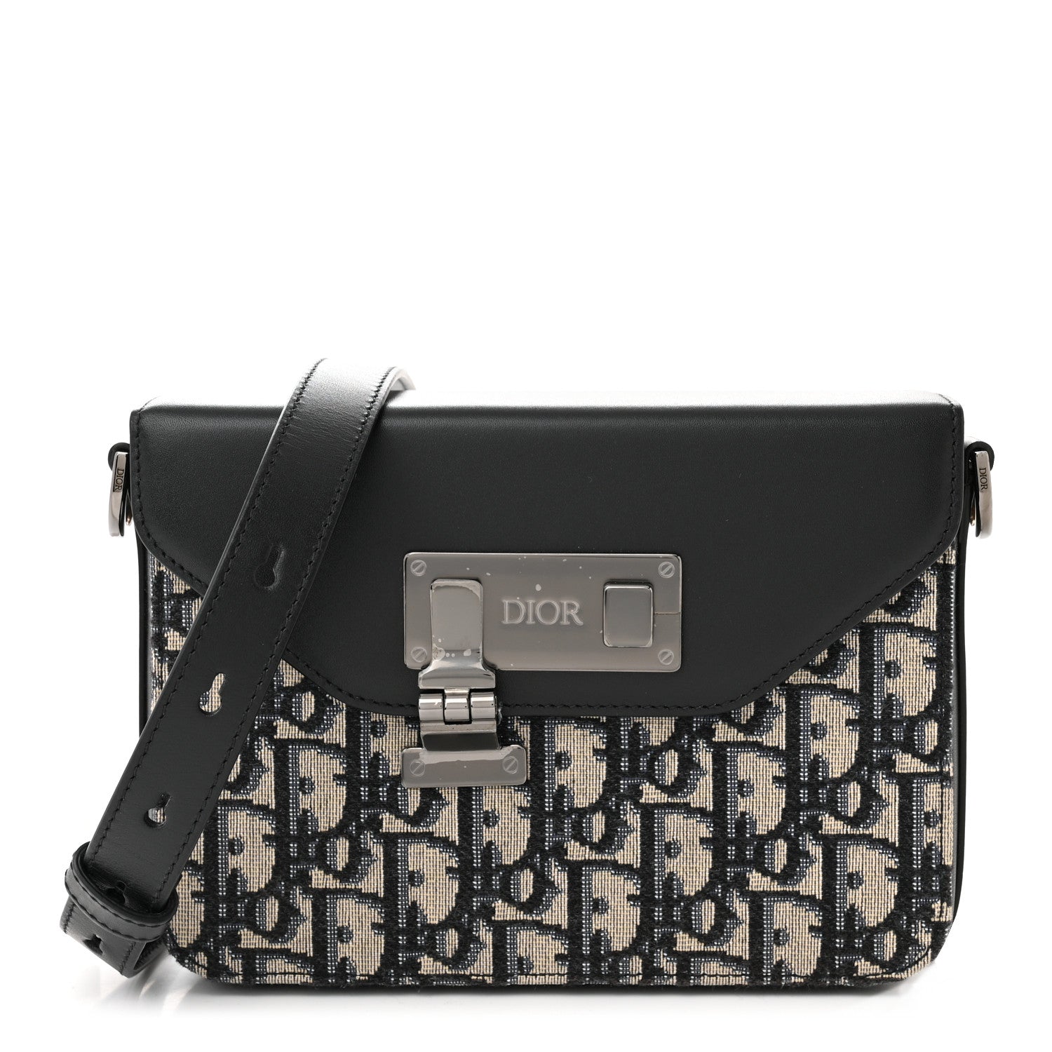 Christian Dior Oblique Smooth Calfskin Messenger Beige Black 1 of 10