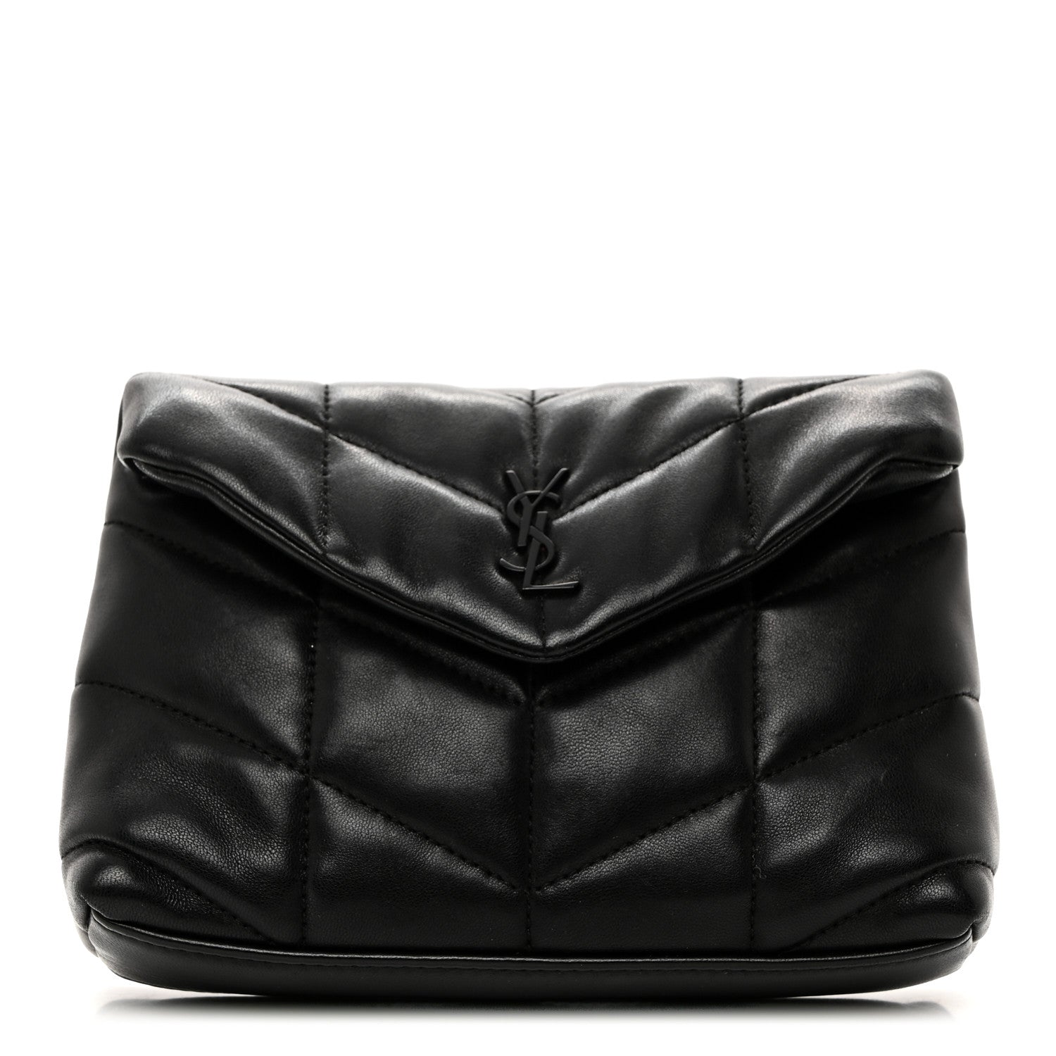Saint Laurent Lambskin Monogram Loulou Puffer Pouch Clutch Black 1 of 8