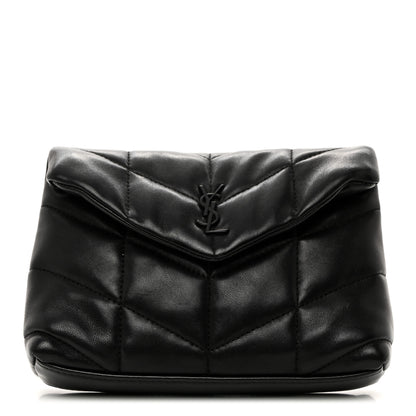 Saint Laurent Lambskin Monogram Loulou Puffer Pouch Clutch Black 1 of 8