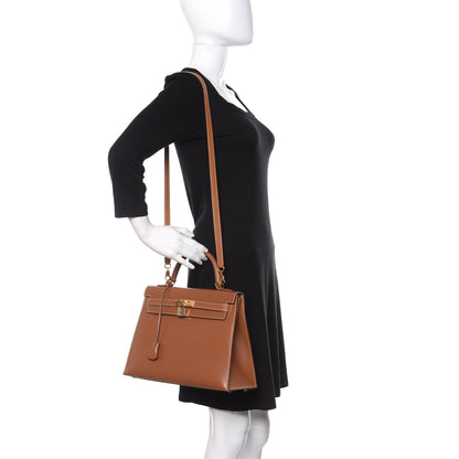 Hermes Courchevel Kelly Sellier 32 Gold 2 of 14
