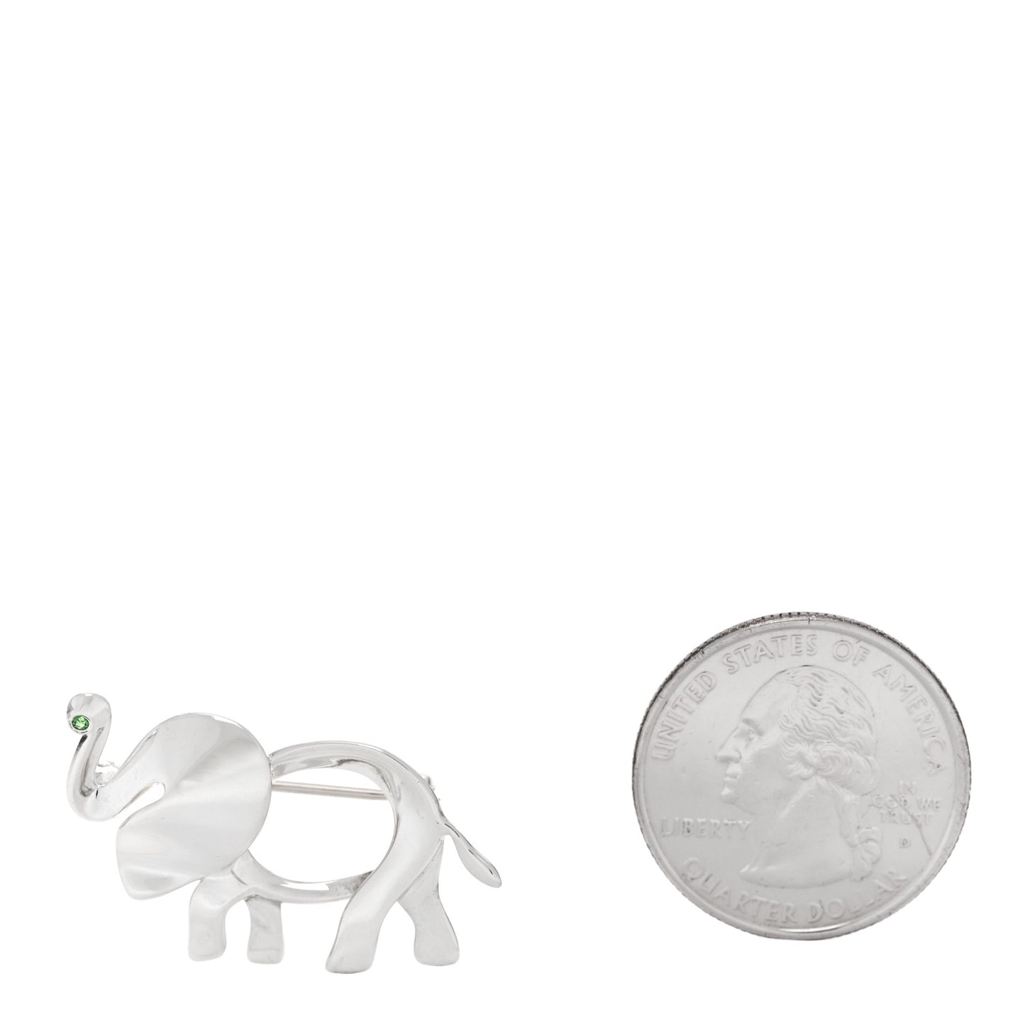 Sterling Silver Tsavorite Save the Wild Elephant Brooch