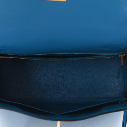 Hermes Taurillon Clemence Kelly Retourne 28 Bleu Zanzibar 4 of 9